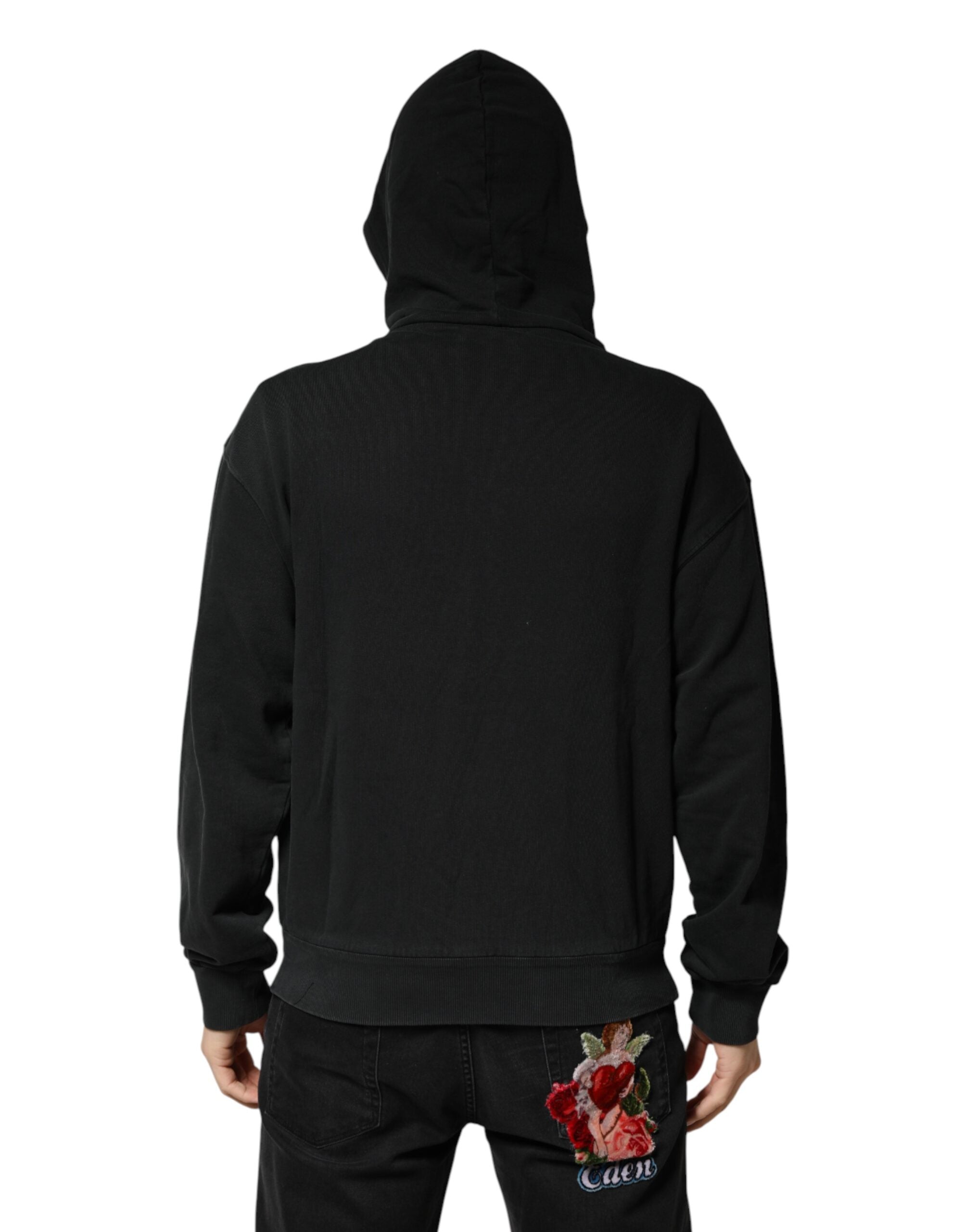 Pre-Owned Dolce & Gabbana Black Full Zip Hooded Men Sweatshirt Sweater