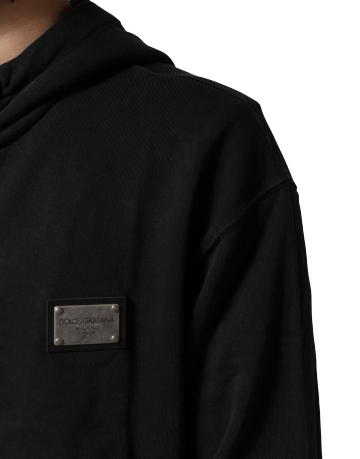 Pre-Owned Dolce & Gabbana Black Full Zip Hooded Men Sweatshirt Sweater - Very Good