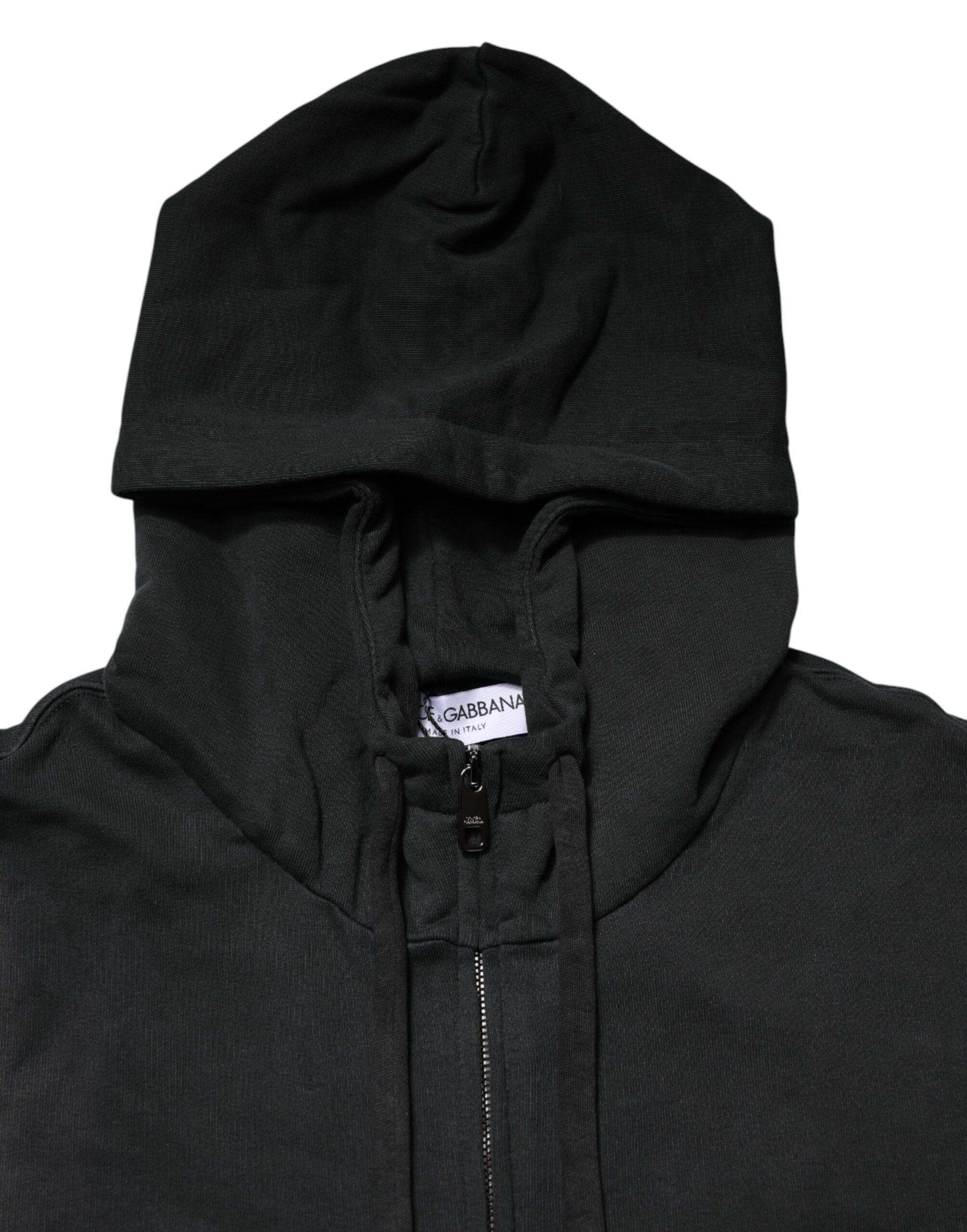 Pre-Owned Dolce & Gabbana Black Full Zip Hooded Men Sweatshirt Sweater