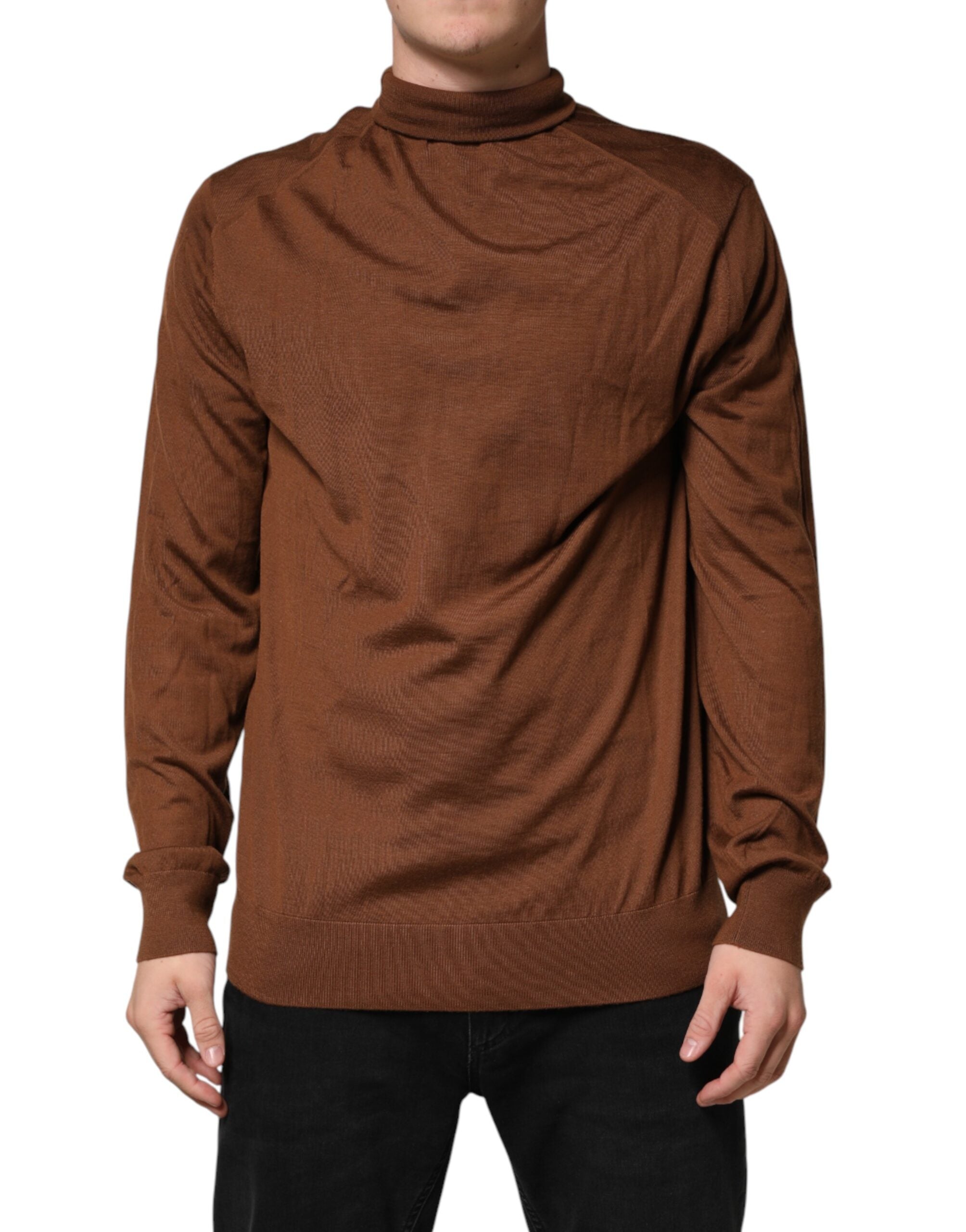 Dolce & Gabbana Brown Cashmere Turtle Neck Pullover Sweater