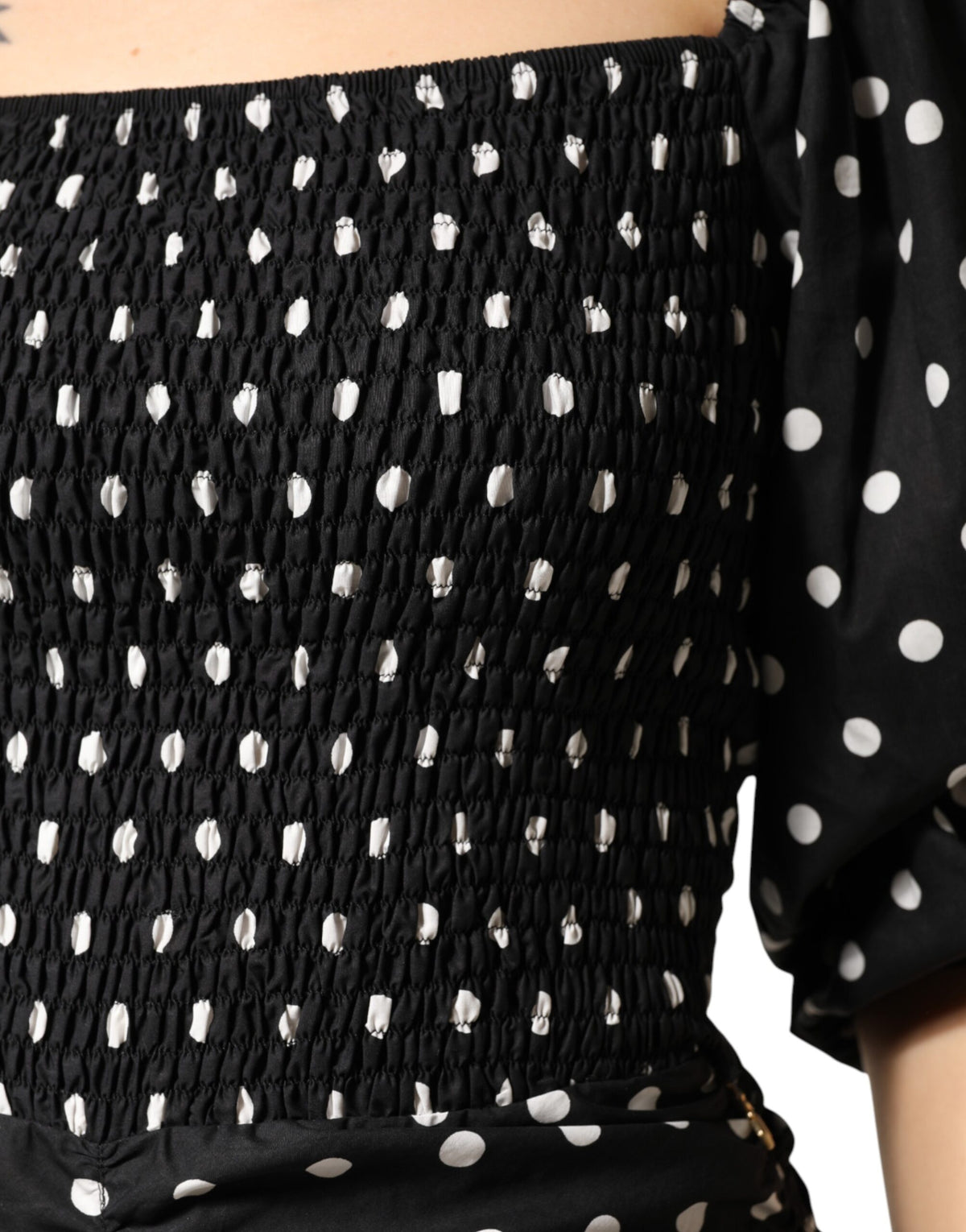 Pre-Owned Patrizia Pepe Black White Polka Dot Short Sleeves Mini Dress Women's