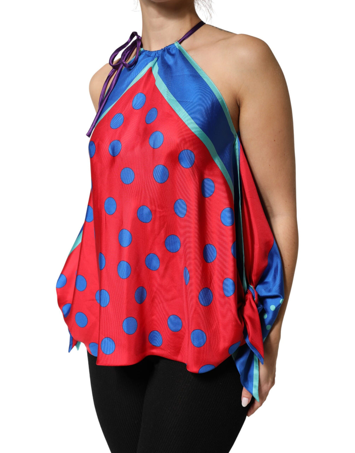 New Dolce & Gabbana Polka Dot Tie Halter Blouse Top