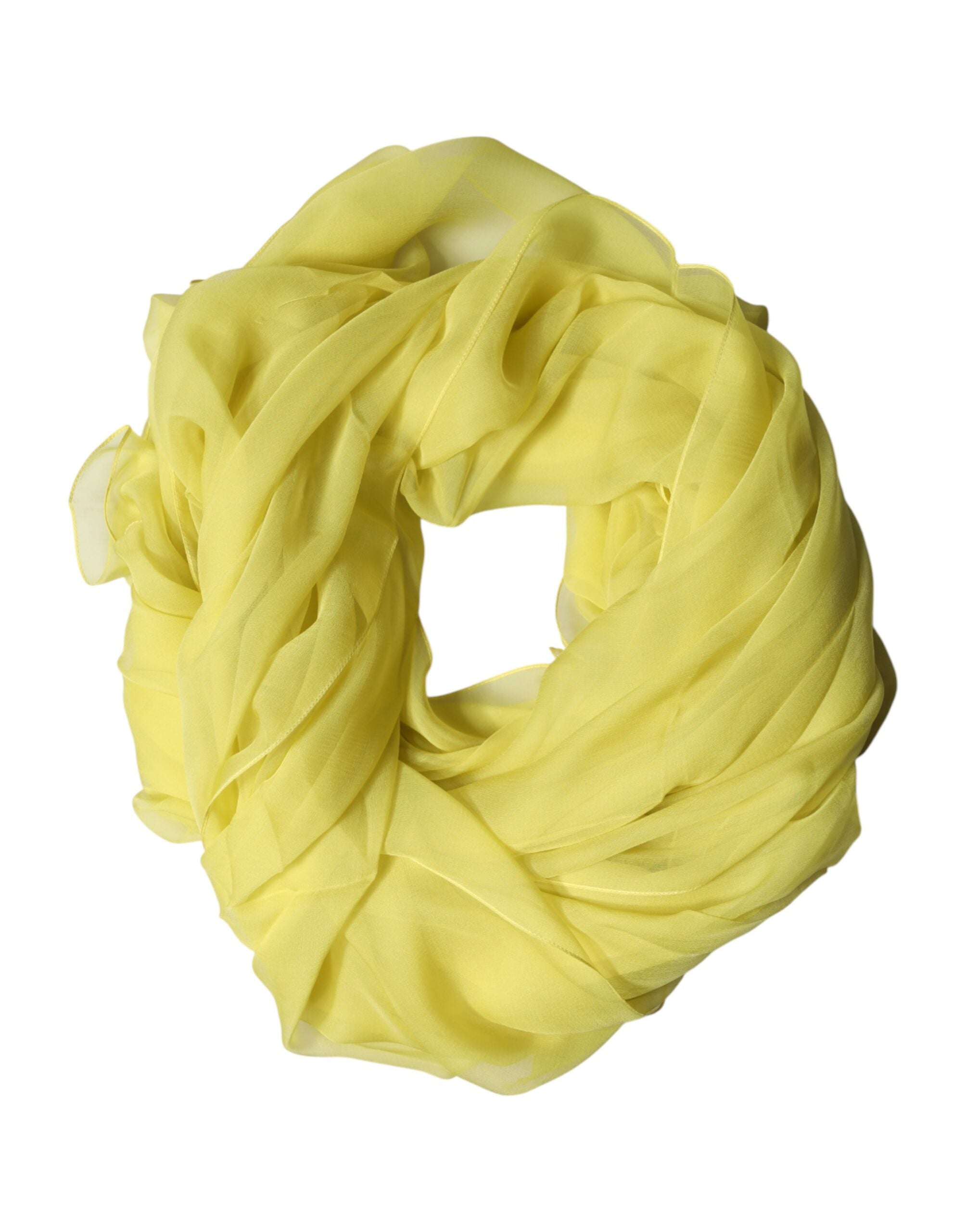 New Dolce & Gabbana Yellow Stole Silk Neck Wrap Shawl Men Scarf