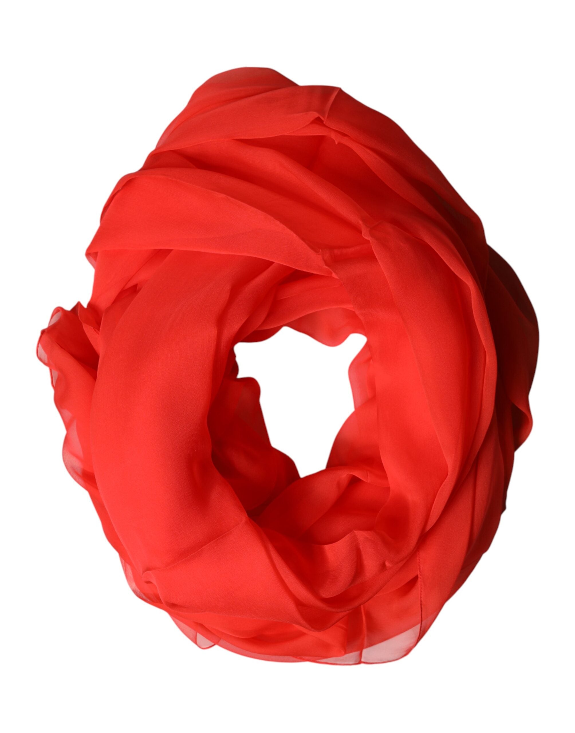 New Dolce & Gabbana Red Stole Silk Neck Wrap Shawl Scarf