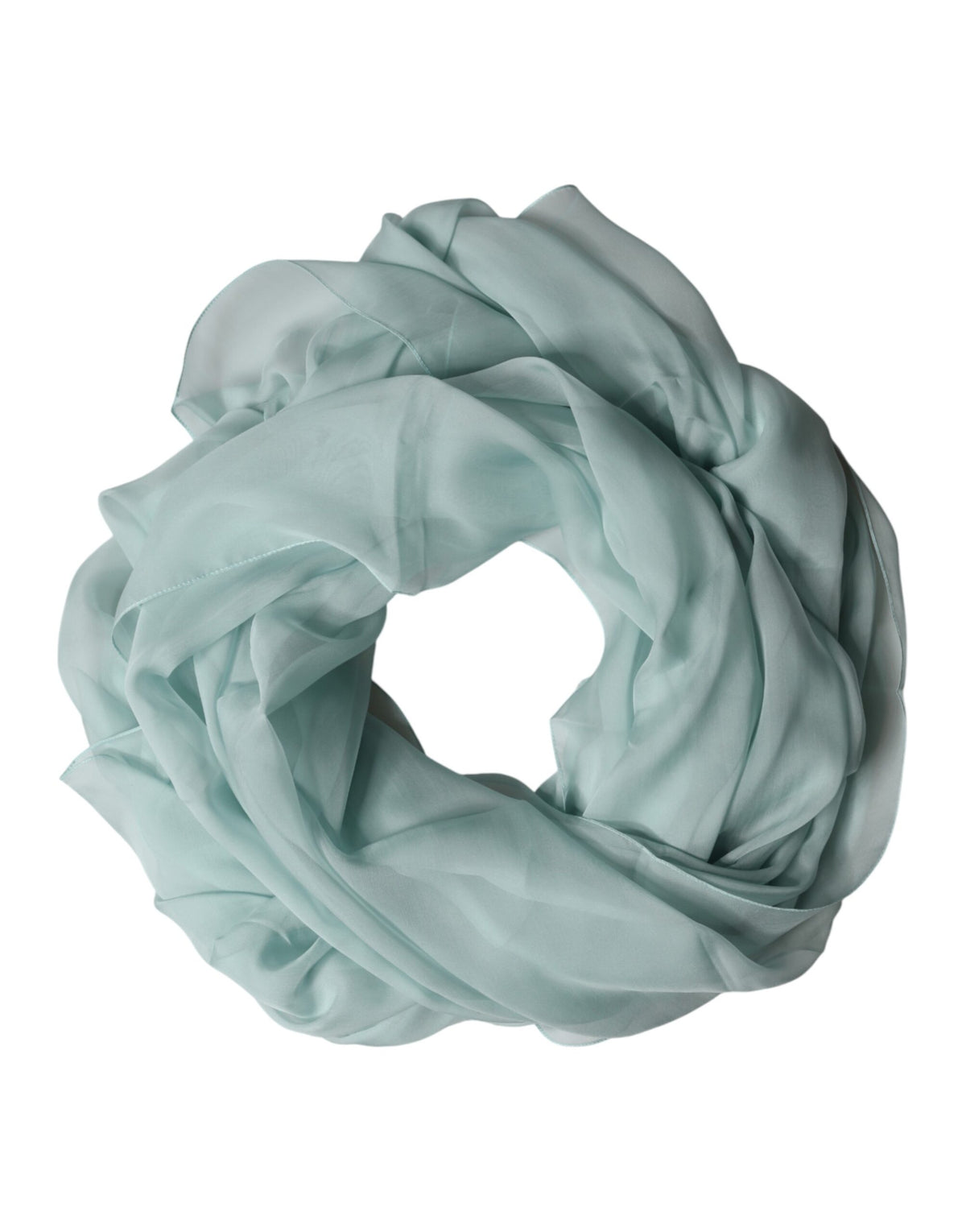 New Dolce & Gabbana Light Teal Silk Stole Neck Wrap Shawl Scarf
