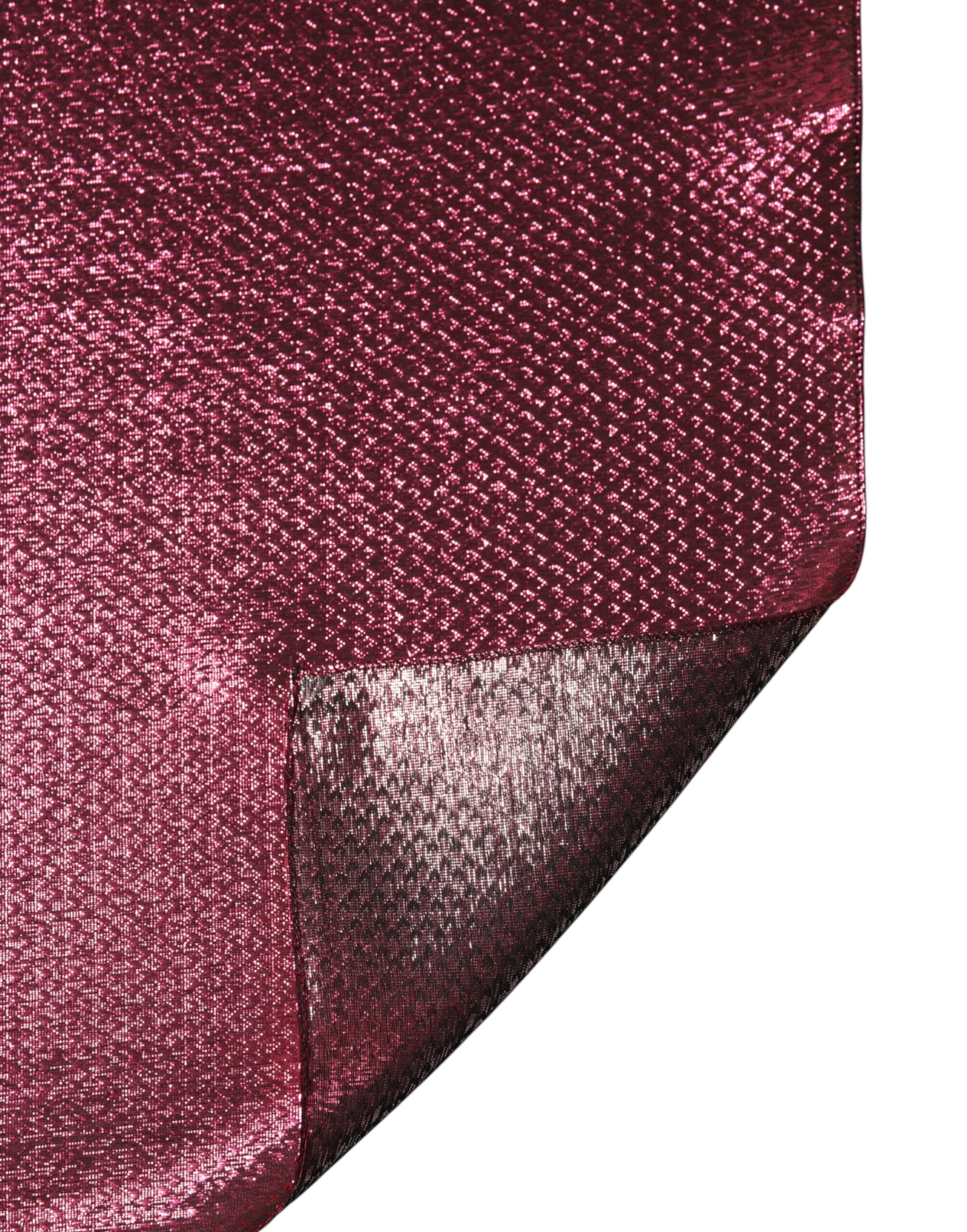 New Dolce & Gabbana Metallic Pink Silk Square Foulard Scarf