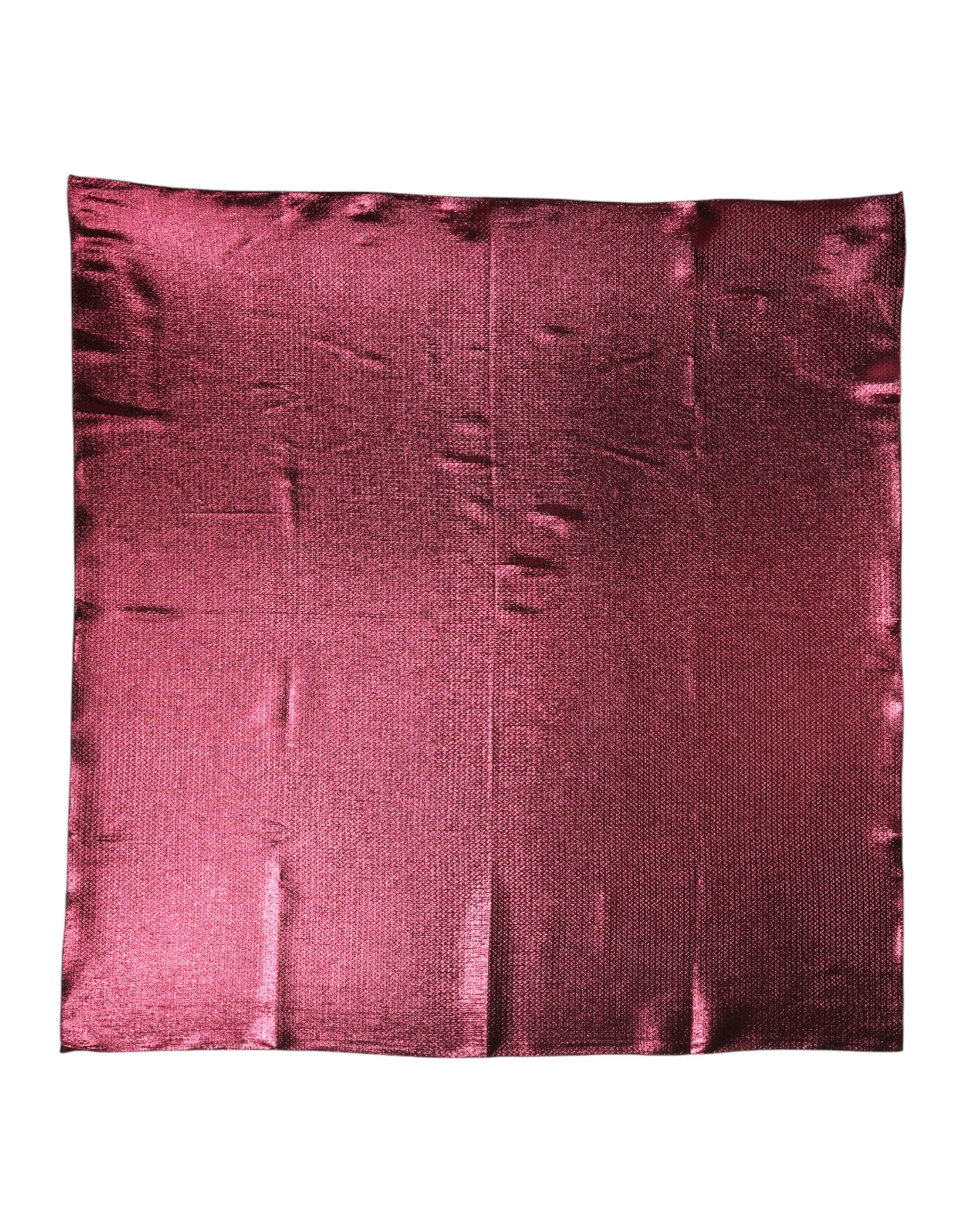 New Dolce & Gabbana Metallic Pink Silk Square Foulard Scarf