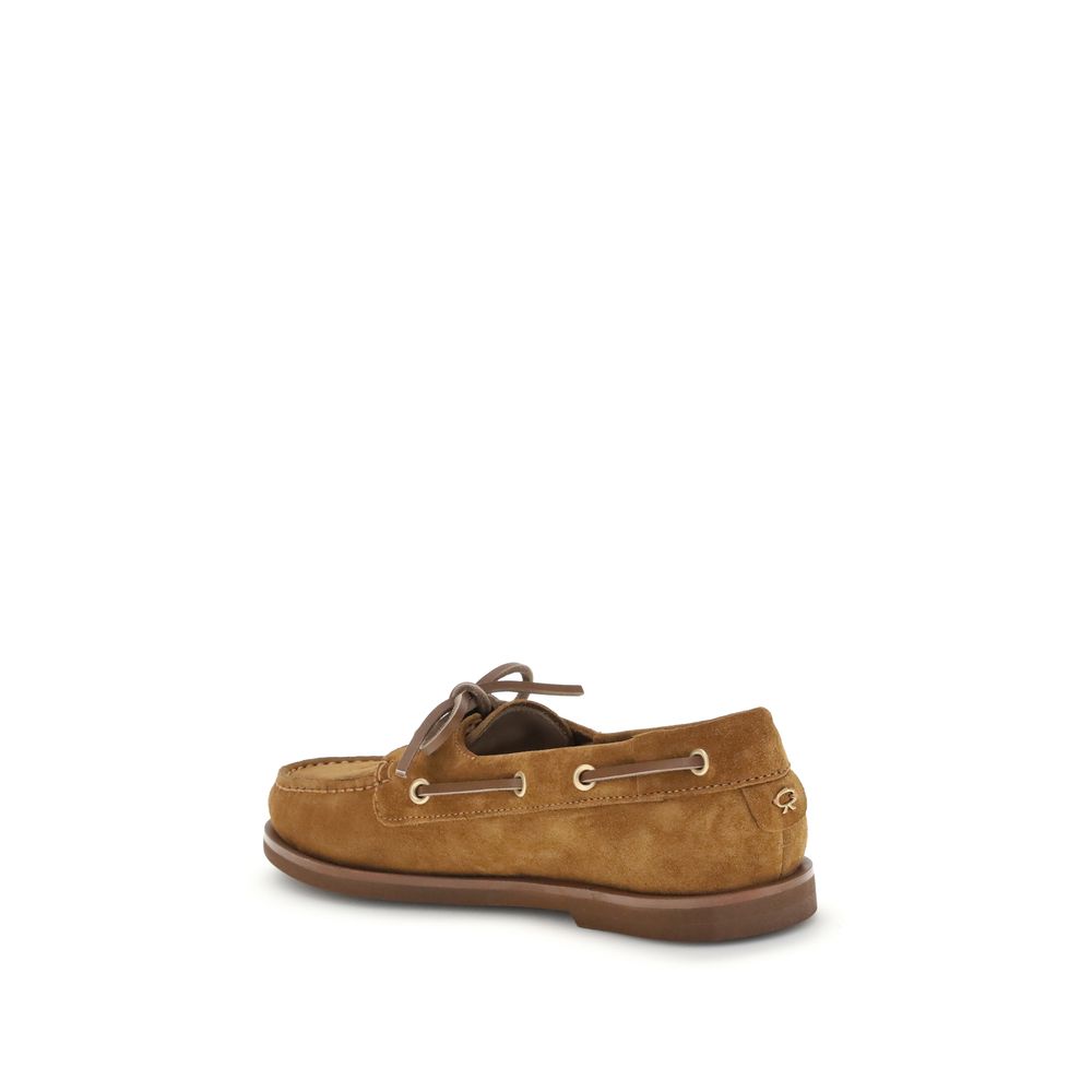 Gianvito Rossi Brown Leather Slip-On Loafers