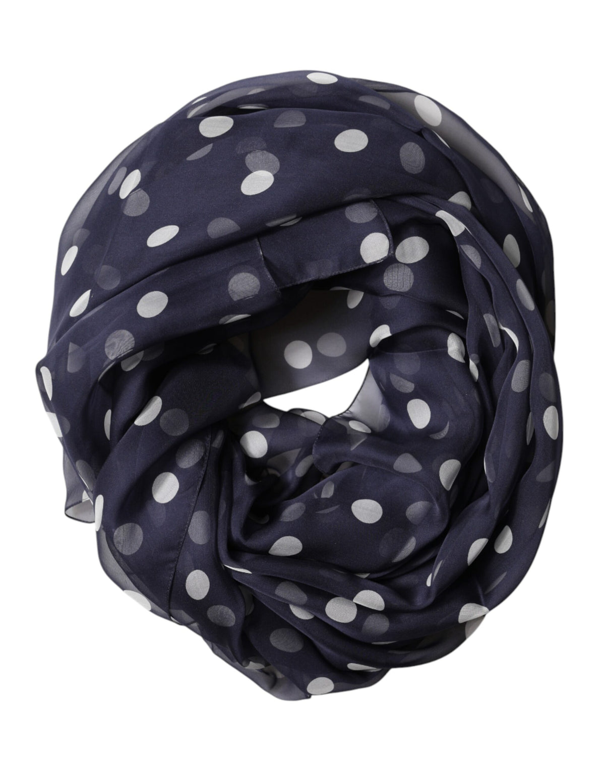New Dolce & Gabbana Blue Polka Dot Silk Neck Wrap Shawl 205cm x 132cm Scarf