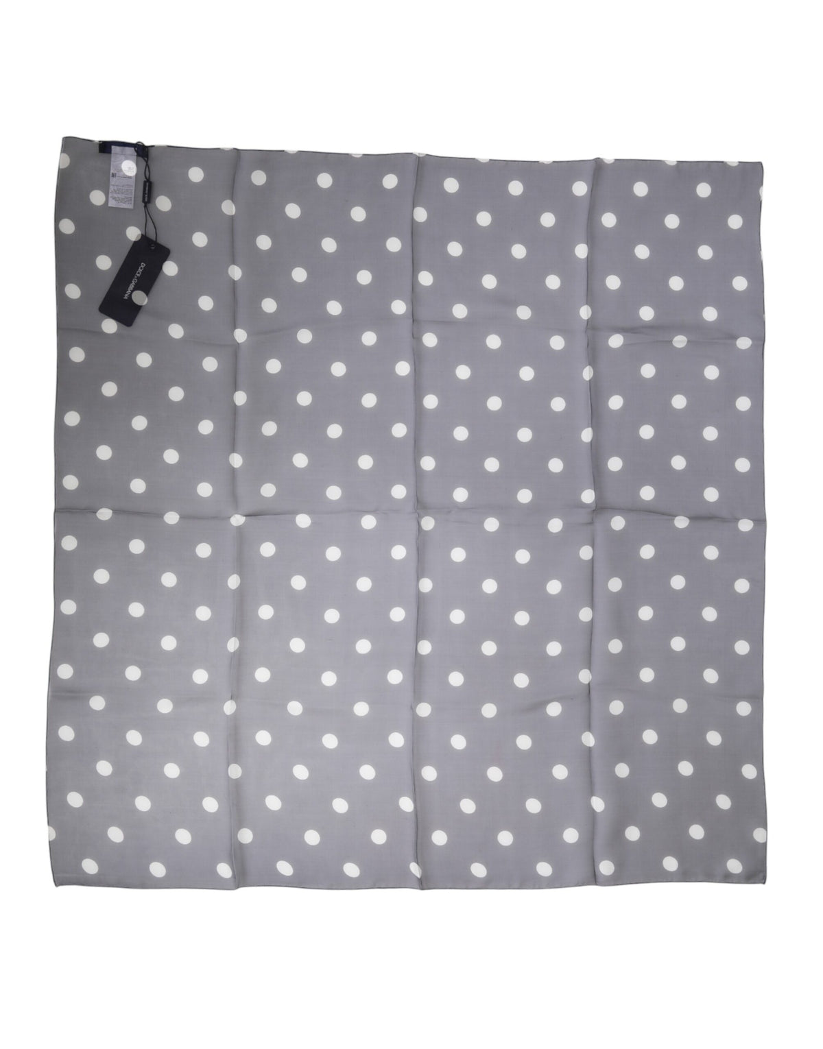New Dolce & Gabbana Blue Polka Dot Silk Square Foulard 91.5cm x 89.5cm Scarf