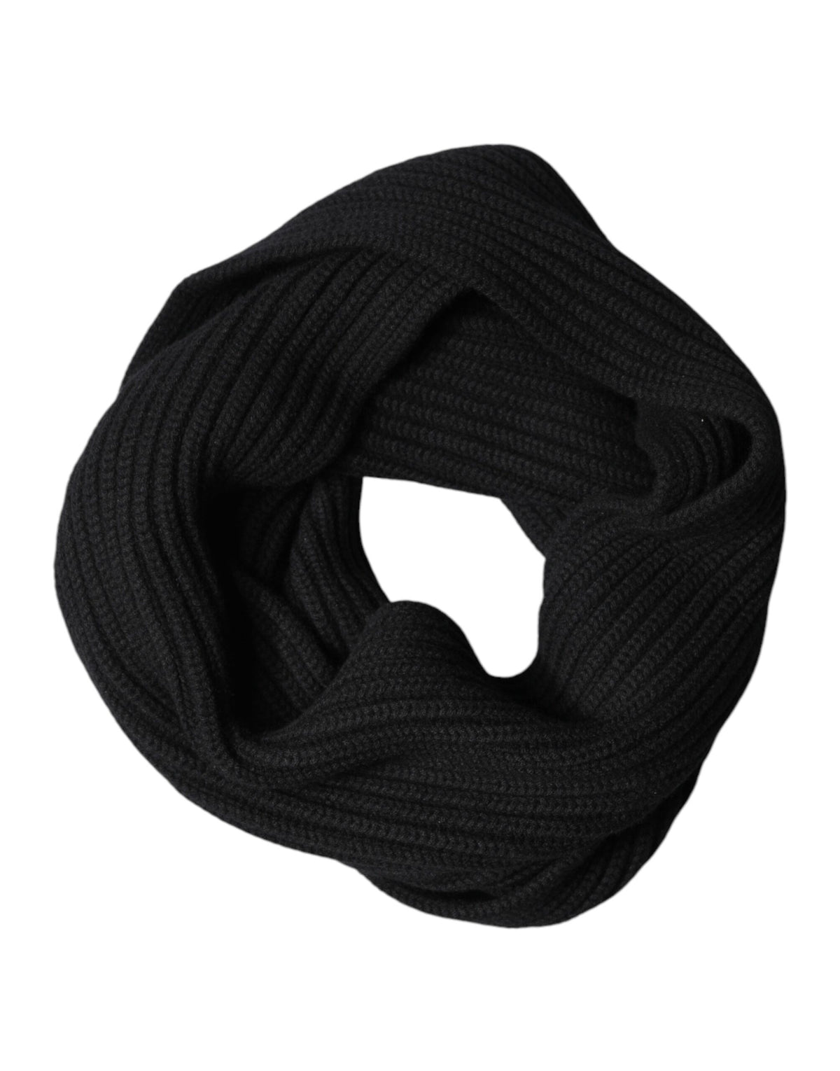 New Dolce & Gabbana Black Cashmere Knit Neck Wrap Shawl 202cm x 26cm Scarf