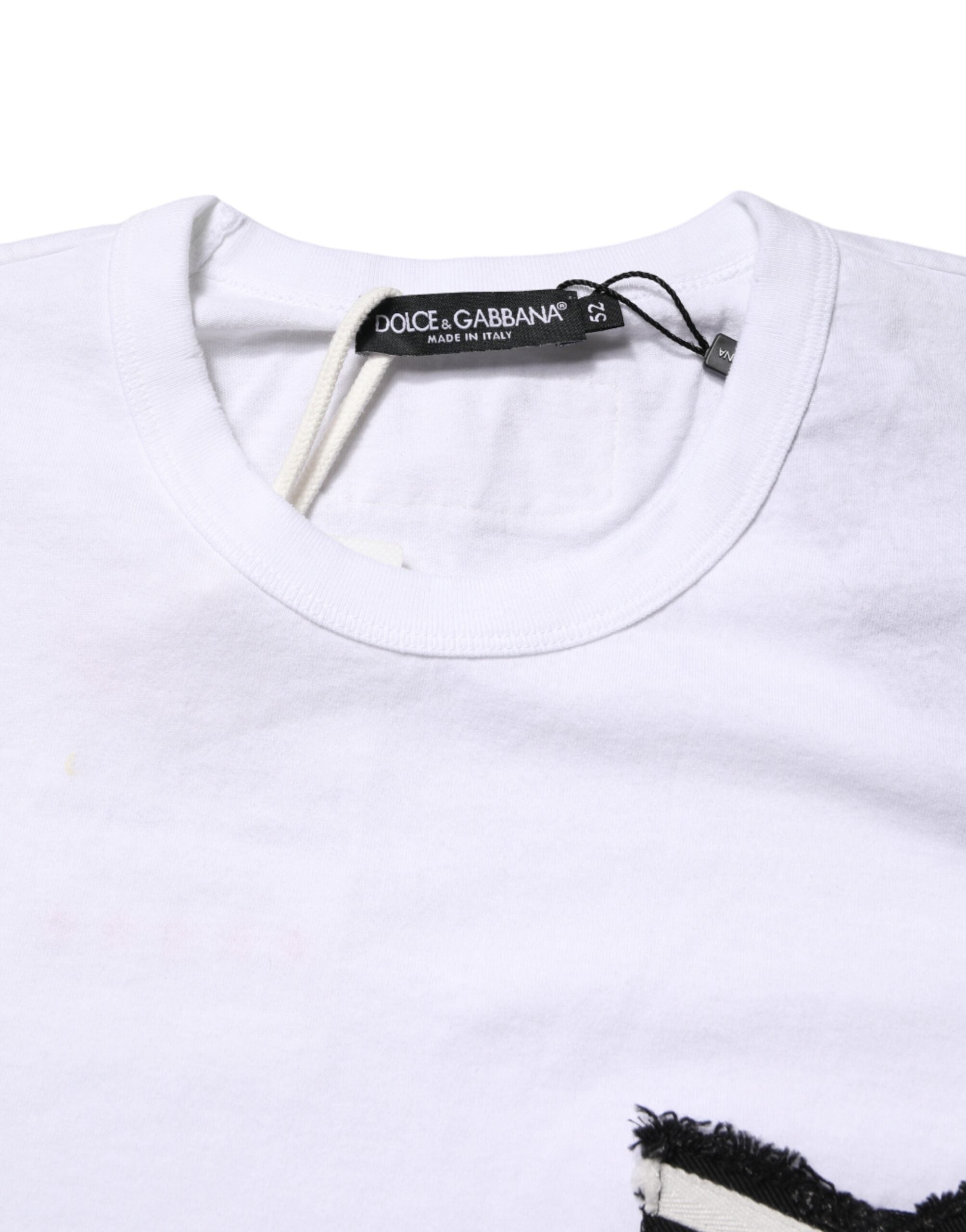 Dolce & Gabbana White Stripes Cotton Crew Neck Tee T-shirt