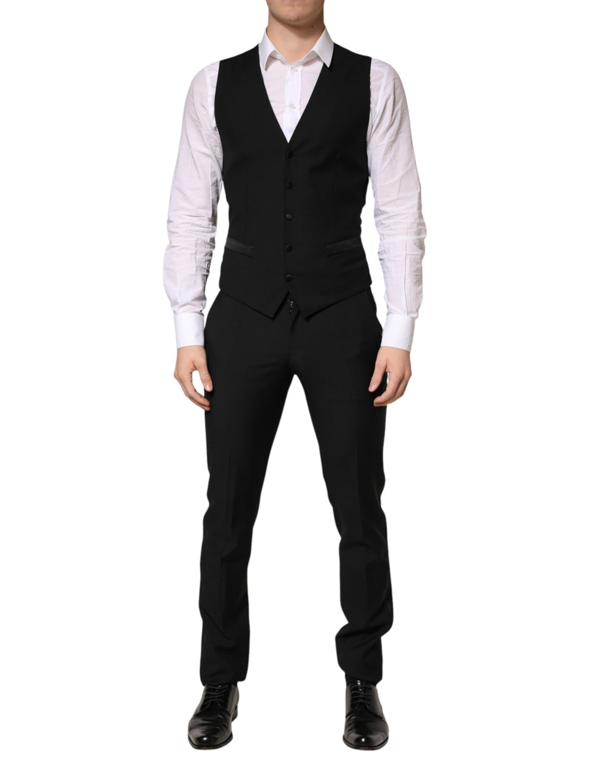 Pre-Owned Dolce & Gabbana Dark Gray Wool Single Breasted 3 Piece Men Suit - Very Good