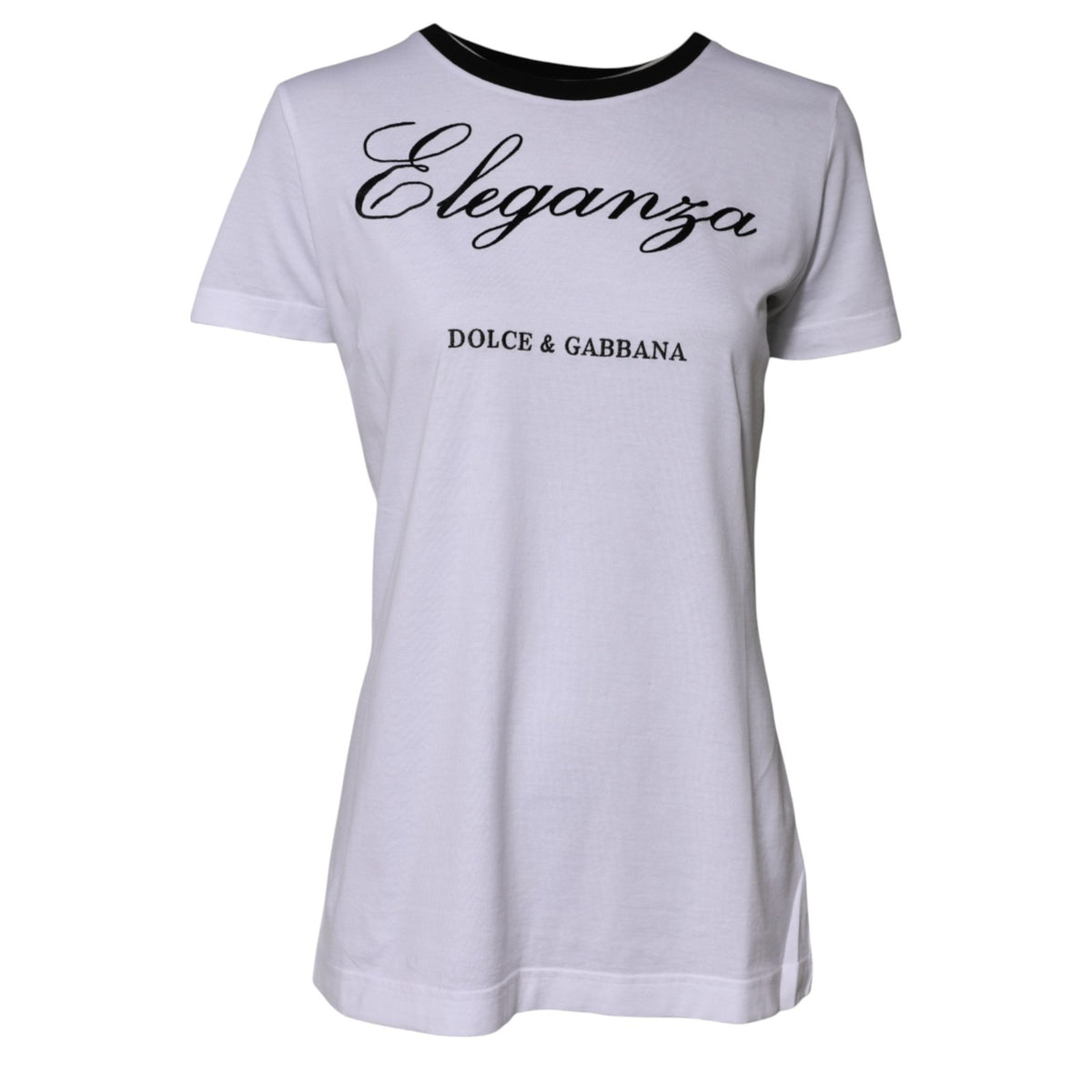 New Dolce & Gabbana White Eleganza Cotton Crew Neck Tee T-shirt
