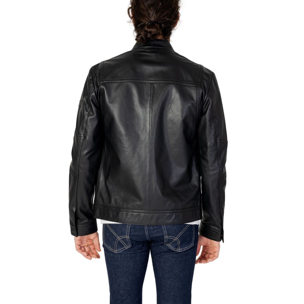 Peuterey Black Leather Leather Jacket