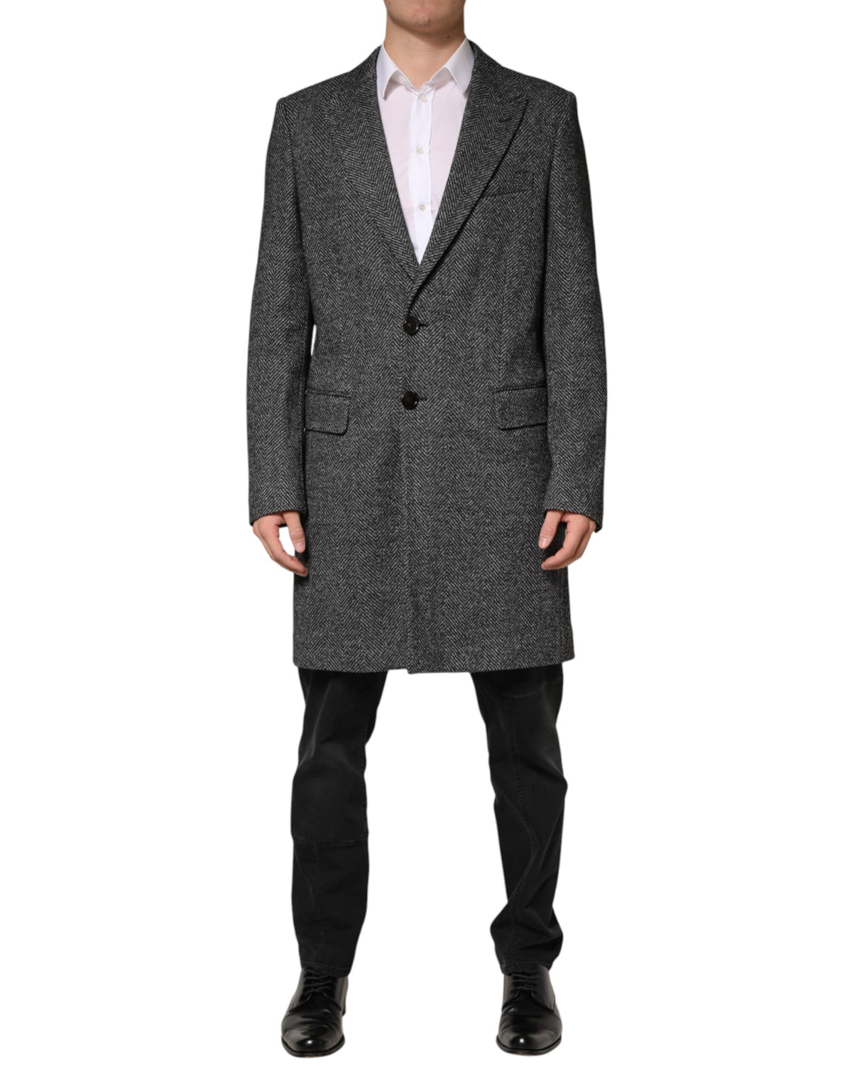 New Dolce & Gabbana Gray Wool Blend Long Trench Coat Men Jacket