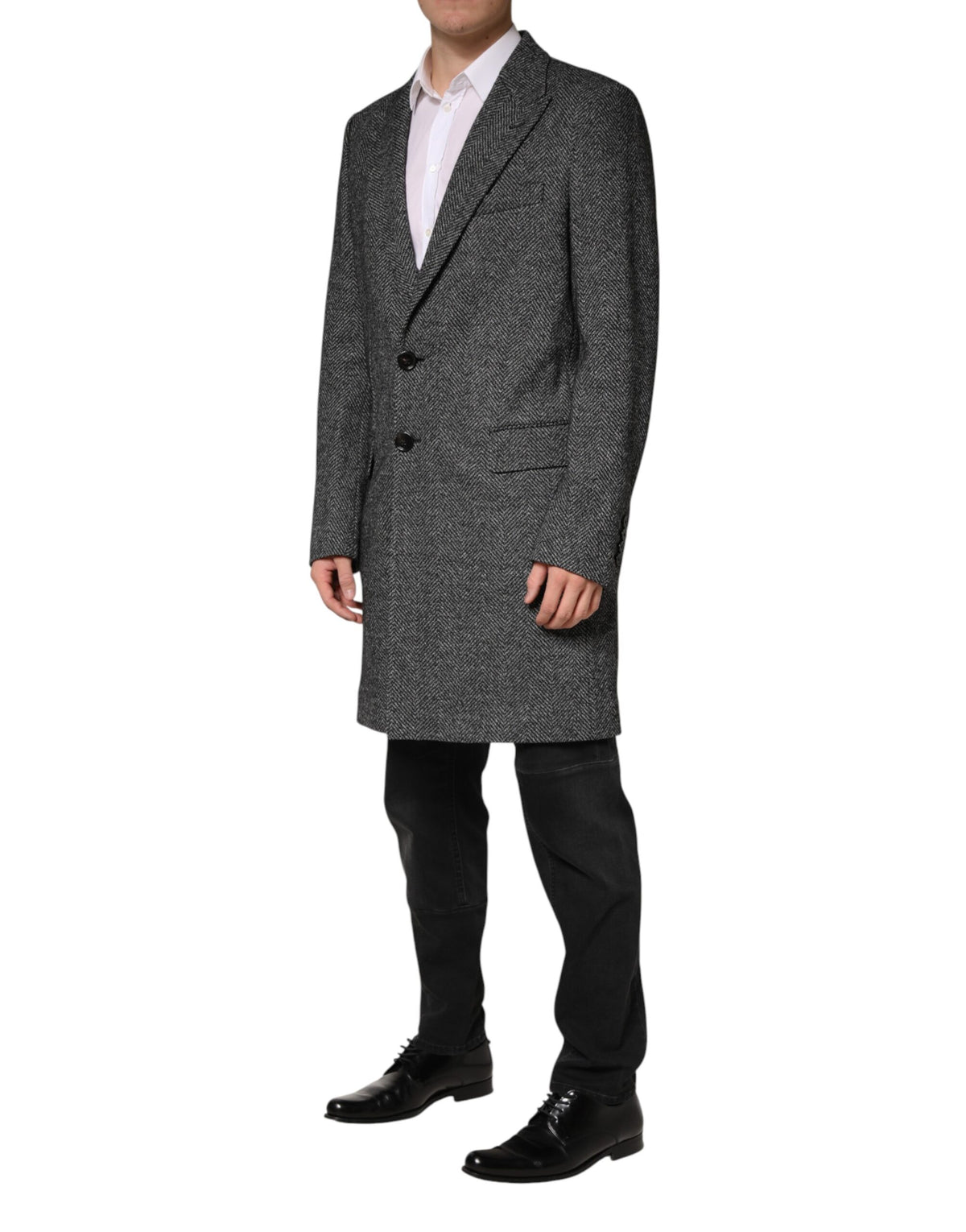 New Dolce & Gabbana Gray Wool Blend Long Trench Coat Men Jacket