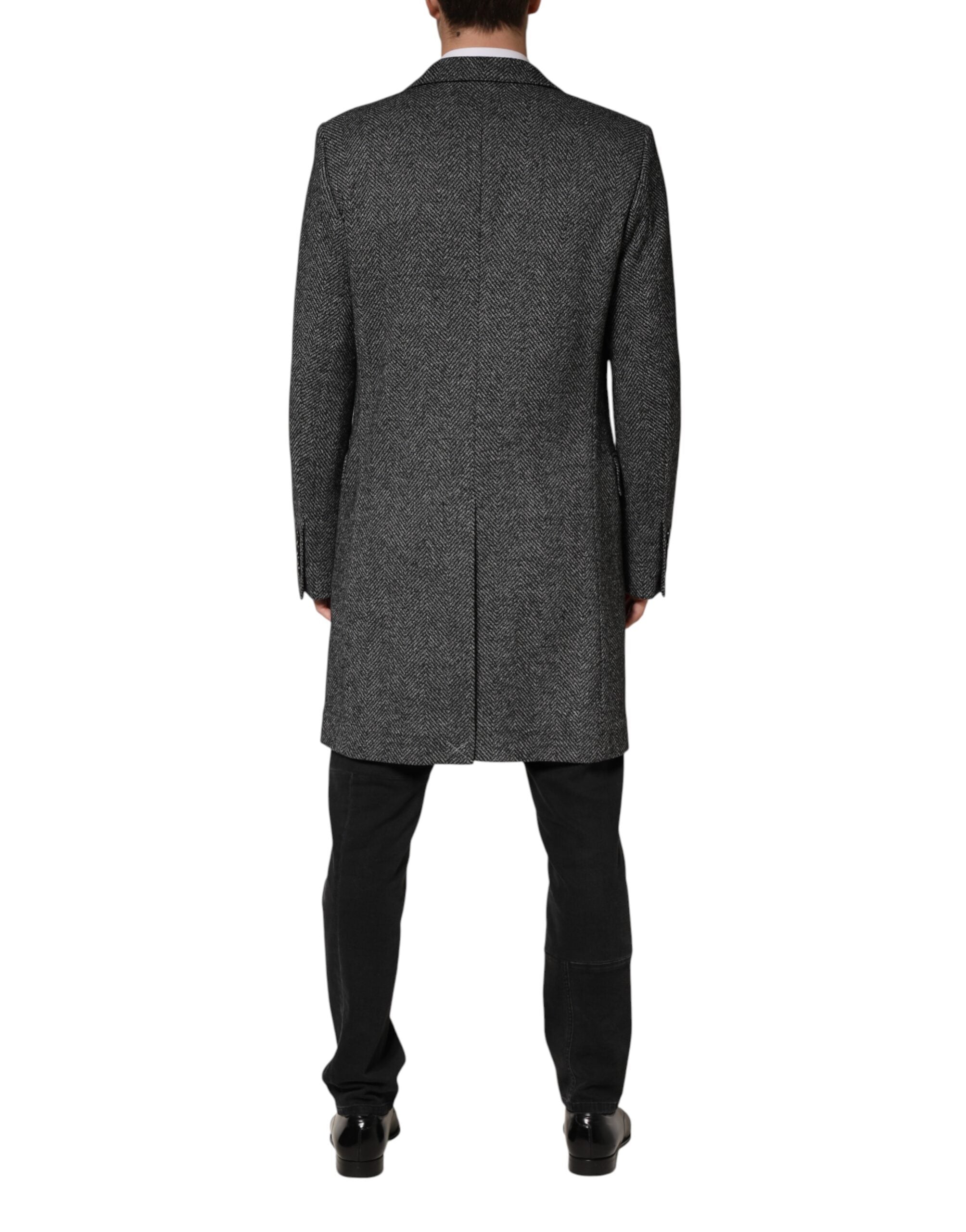 New Dolce & Gabbana Gray Wool Blend Long Trench Coat Men Jacket