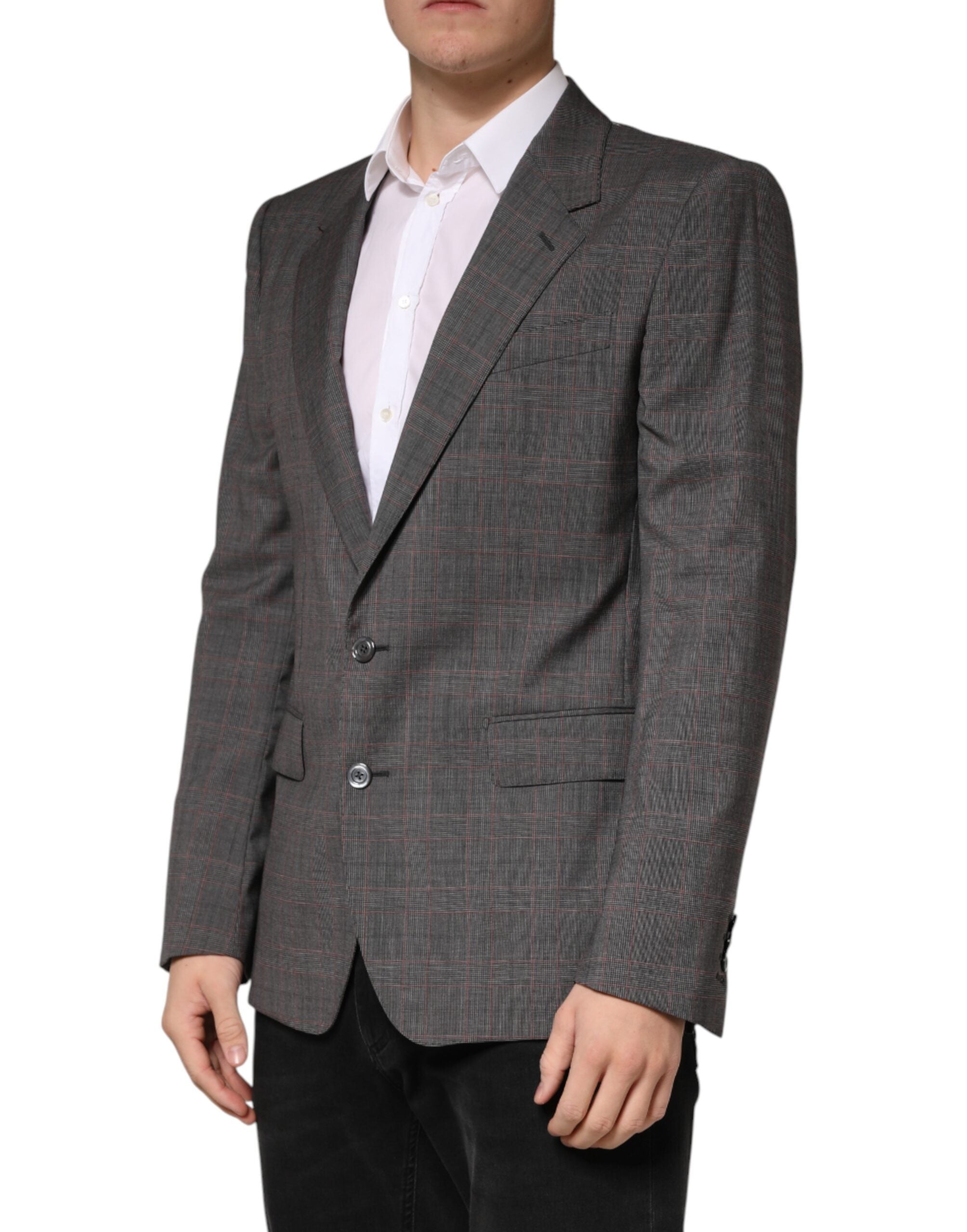 Dolce & Gabbana Gray Wool Single Breasted 2 Button Blazer