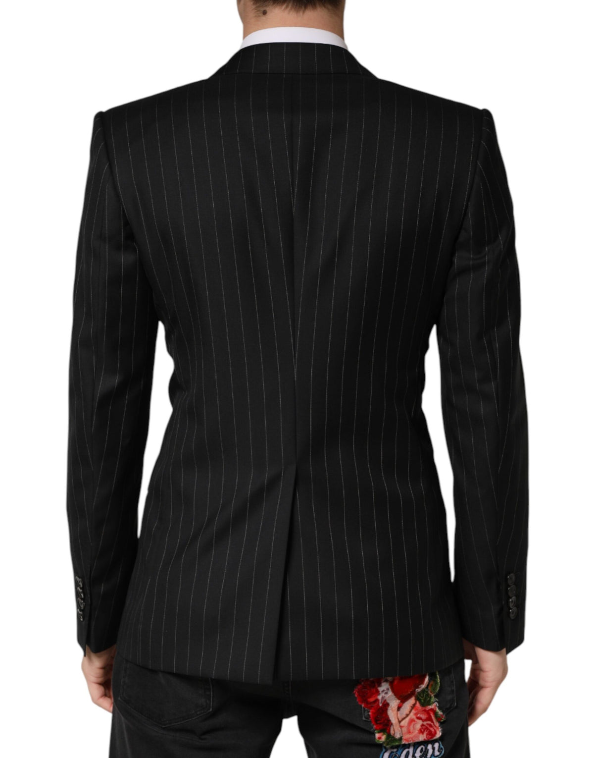 New Dolce & Gabbana Dark Gray Stripes Double Breasted 2Button Blazer