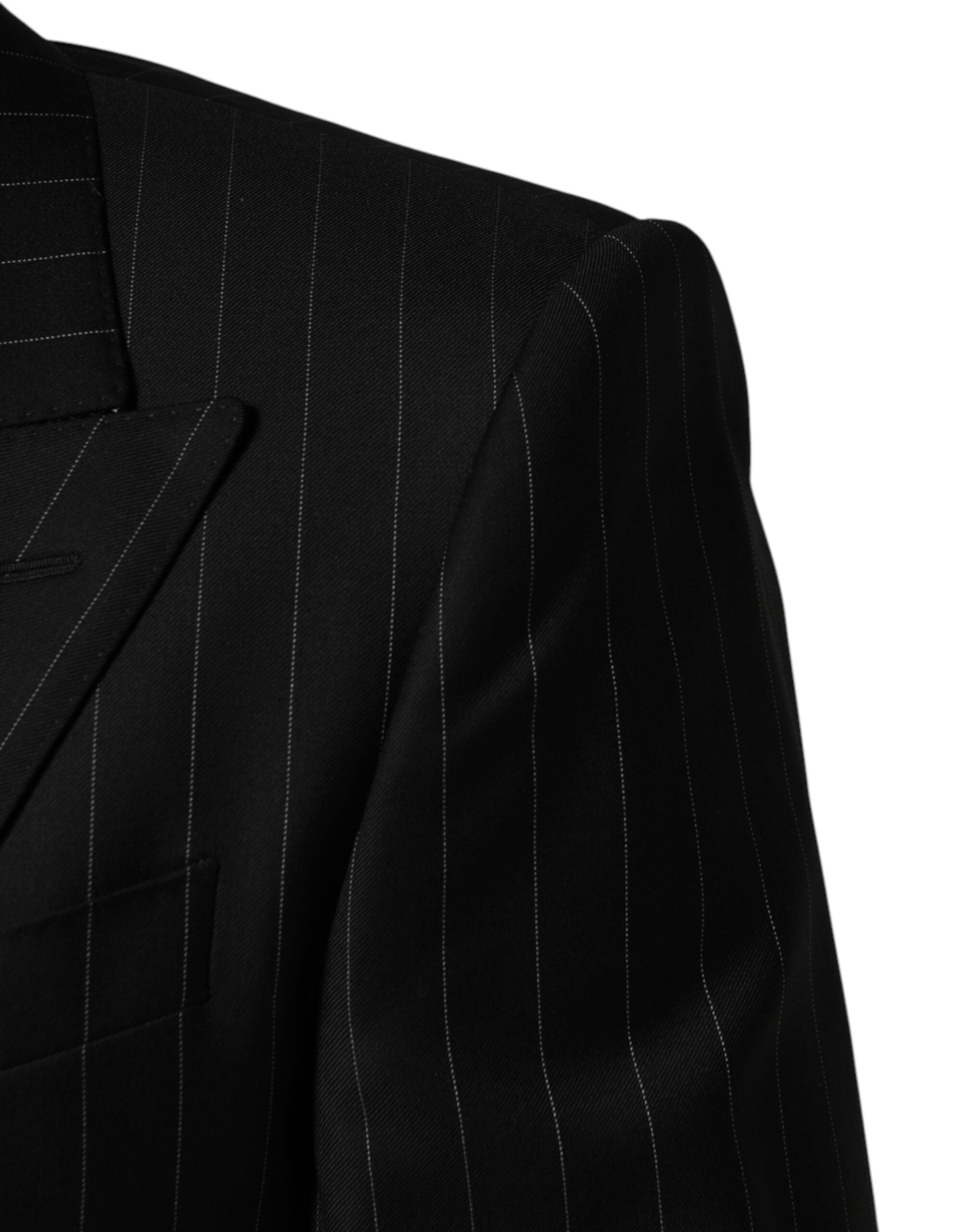 New Dolce & Gabbana Dark Gray Stripes Double Breasted 2Button Blazer