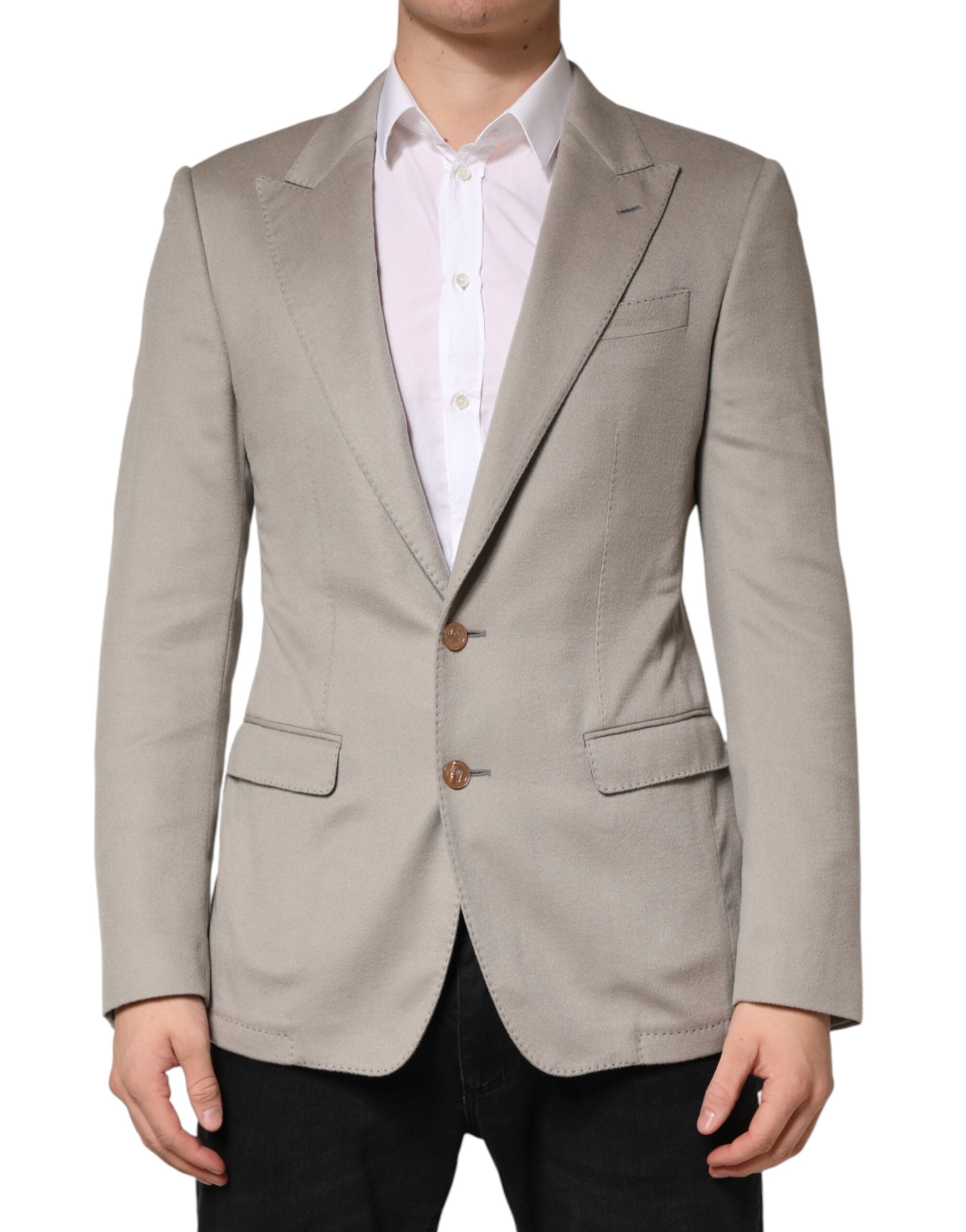 Dolce & Gabbana Gray Cashmere Single Breasted Jacket Blazer