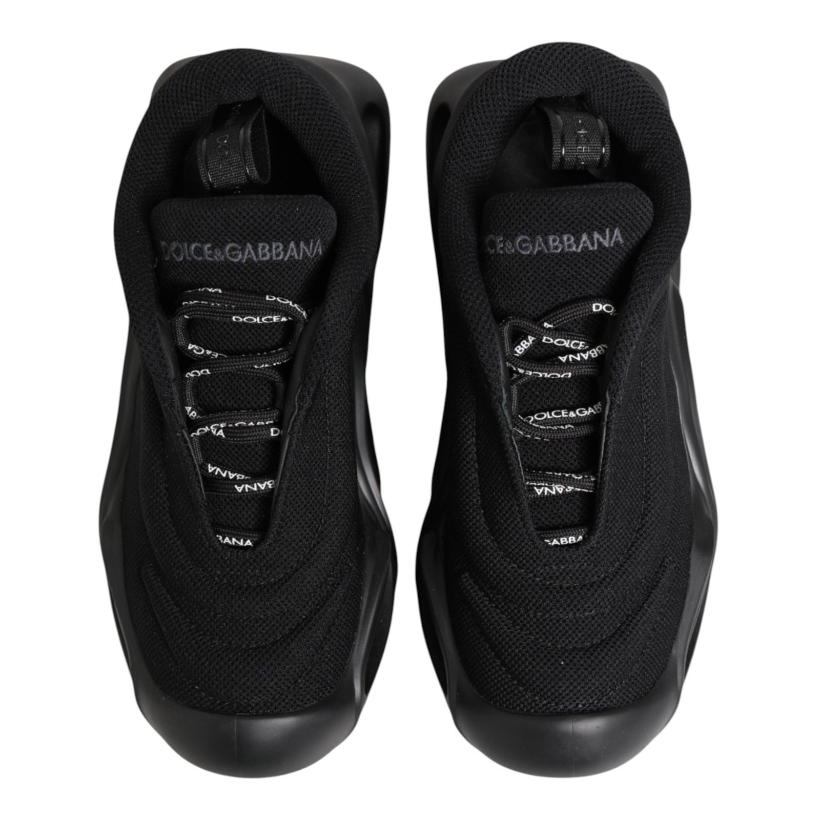 Pre-Owned Dolce & Gabbana Black Slip On Low Top Wave Sneakers Shoes