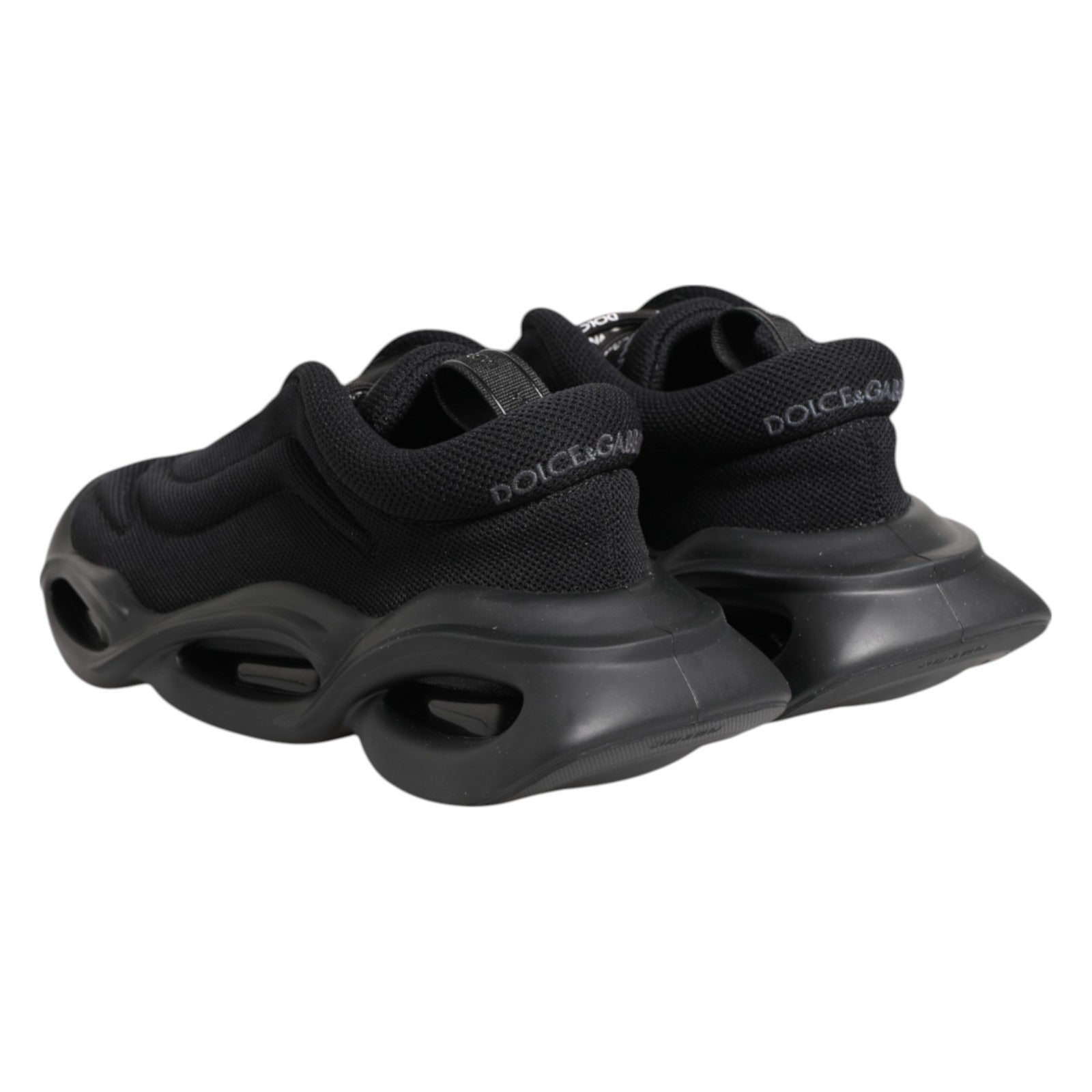 Pre-Owned Dolce & Gabbana Black Slip On Low Top Wave Sneakers Shoes