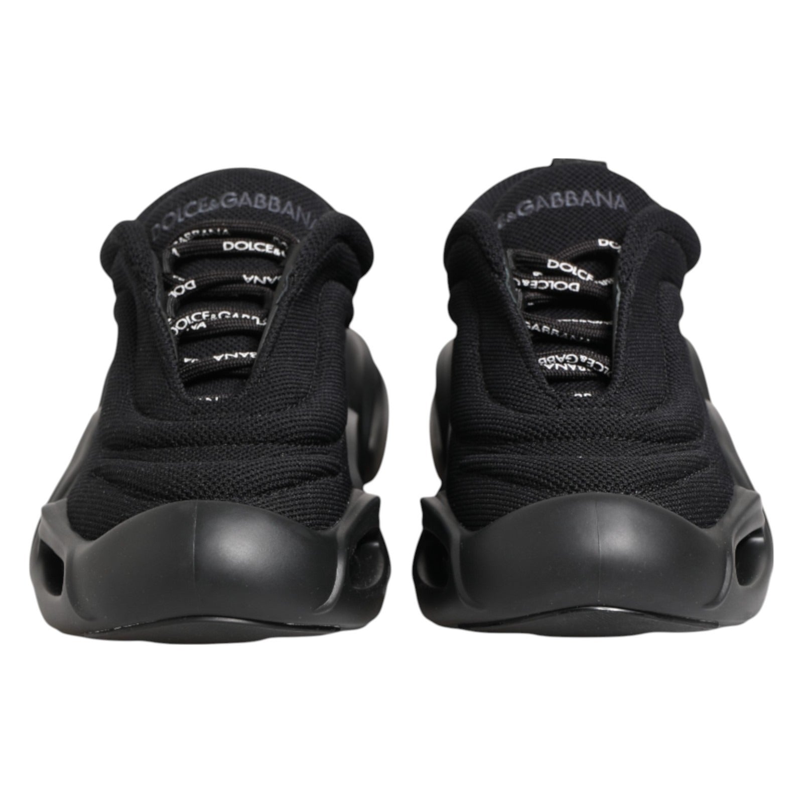 Pre-Owned Dolce & Gabbana Black Slip On Low Top Wave Sneakers Shoes