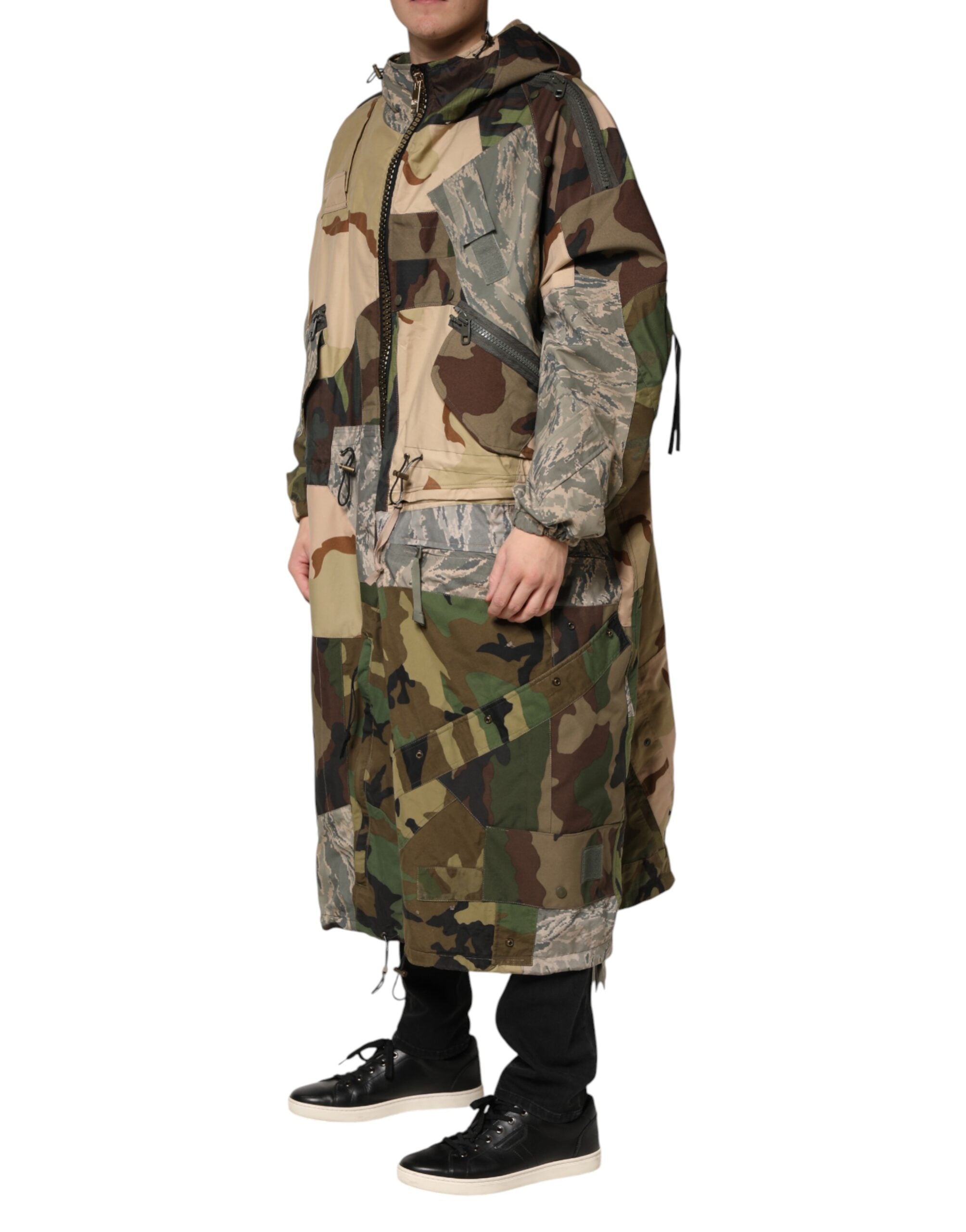 Dolce & Gabbana Multicolor Camouflage Hooded RainCoat Jacket