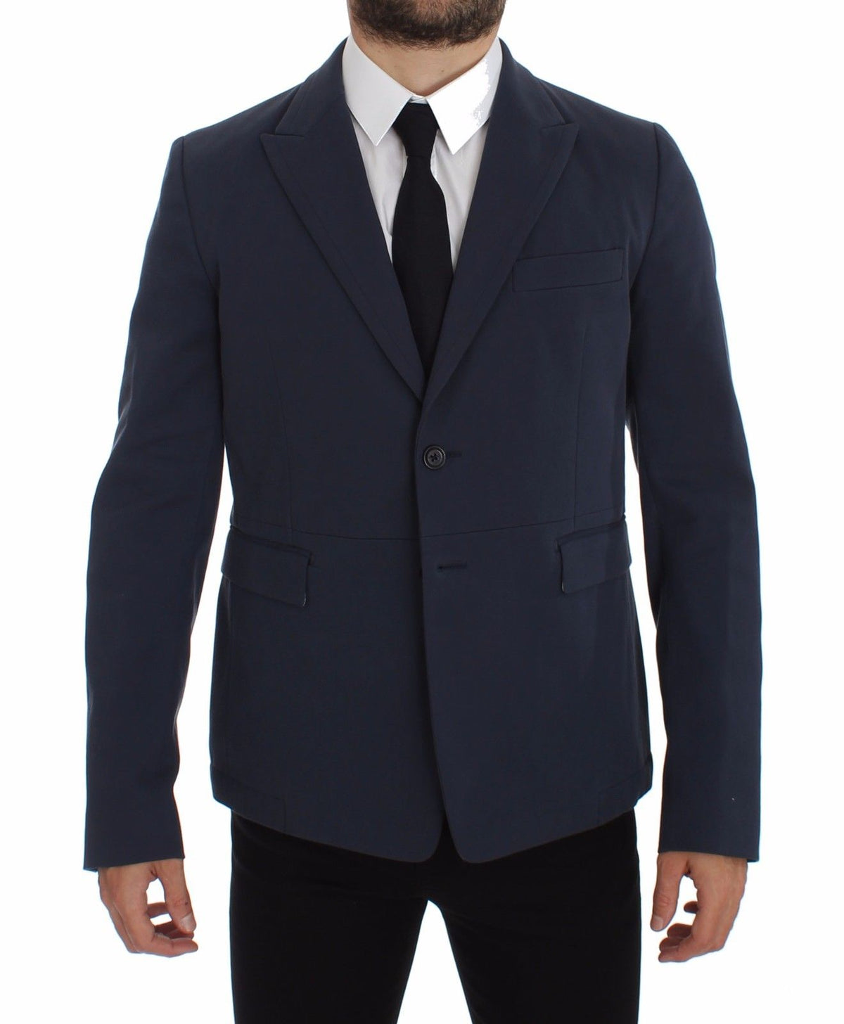 New Dolce & Gabbana Blue Cotton Stretch Casual Blazer