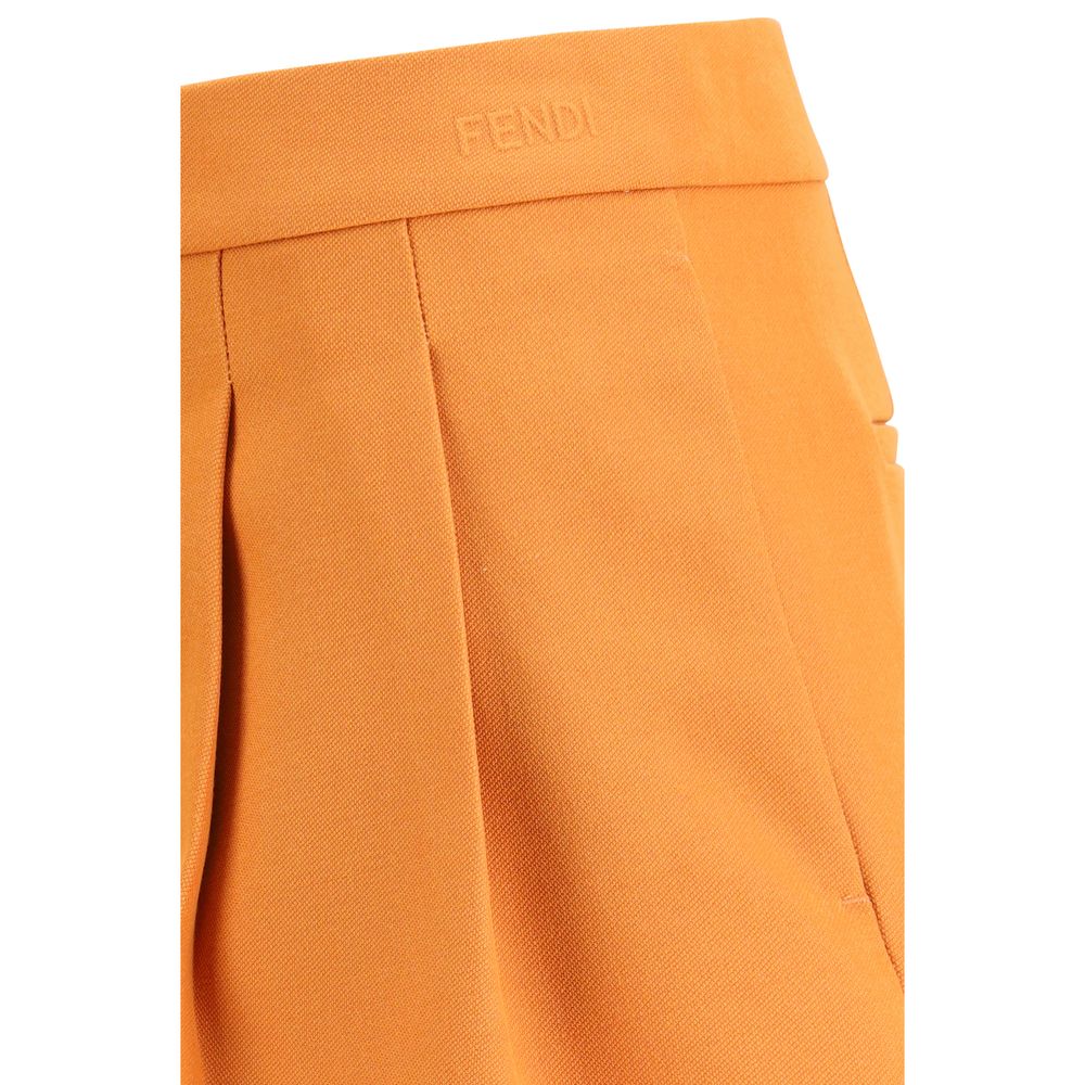 Fendi Orange Wool Bermuda Shorts