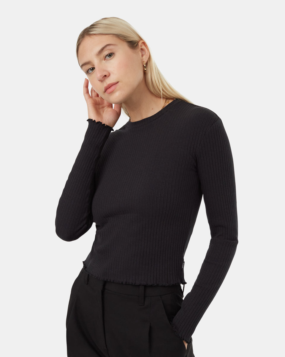 Black-High-Crew-Neck-Ribbed-Long-Sleeve-Top-TCW5333-0164_3 - PreLoved & Luxe