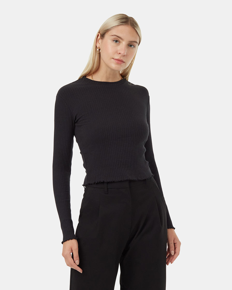 Black-High-Crew-Neck-Ribbed-Long-Sleeve-Top-TCW5333-0164_4 - PreLoved & Luxe
