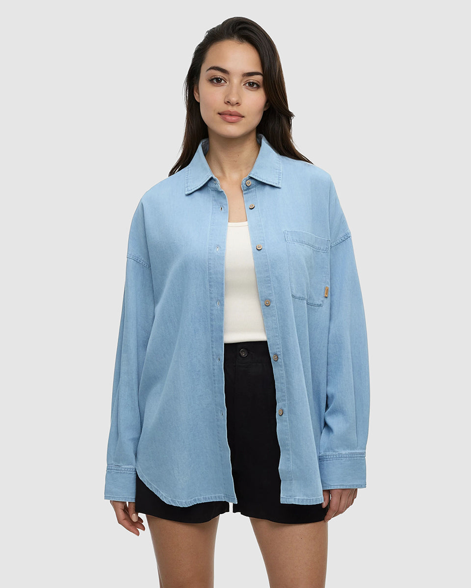 Blue-Lightweight-Denim-Oversized-Collar-Shirt-TCW6592-6072_2 - PreLoved & Luxe