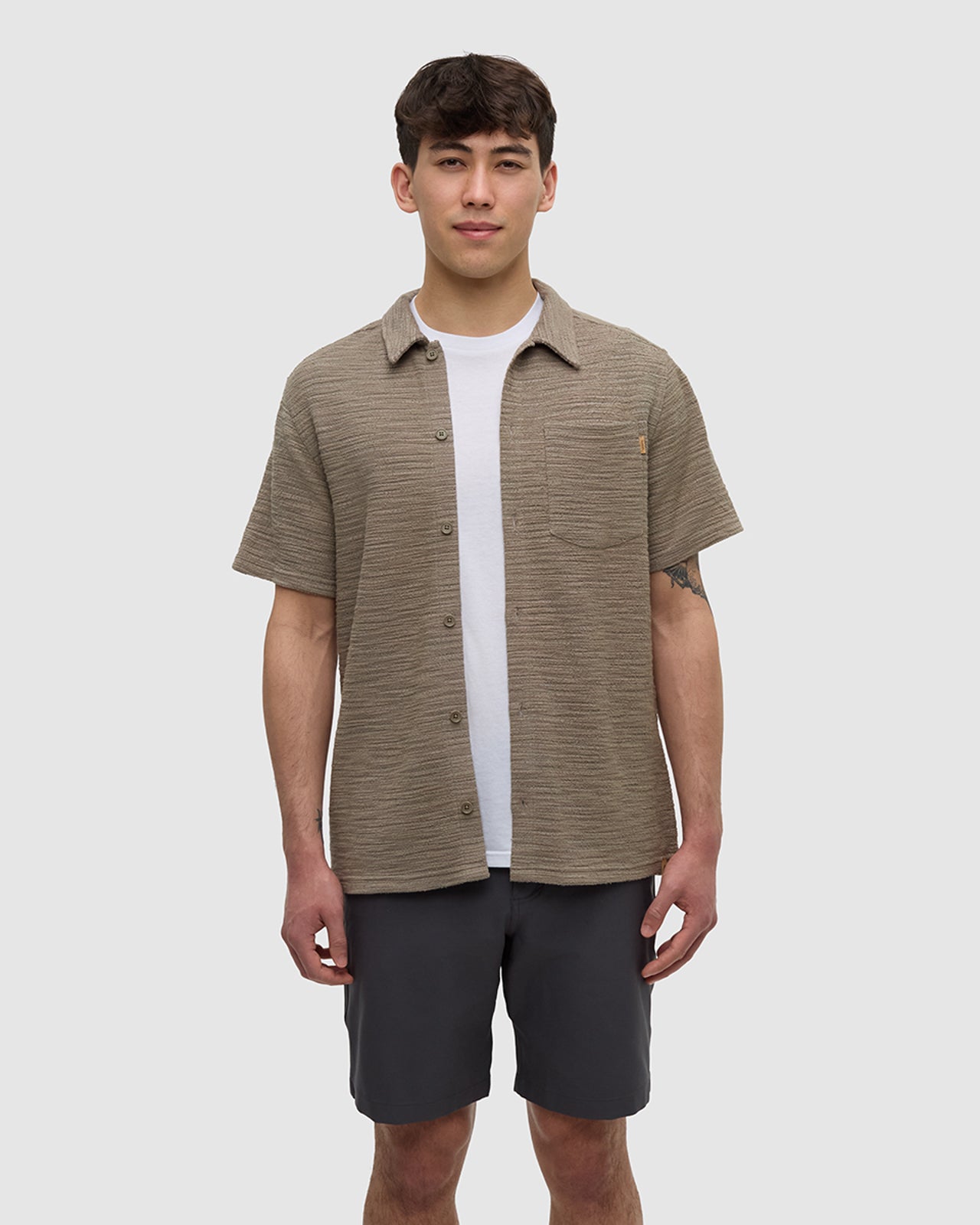 Brown-Slub-Cotton-Shortsleeve-Button-Shirt-TCM6527-6259_2 - PreLoved & Luxe