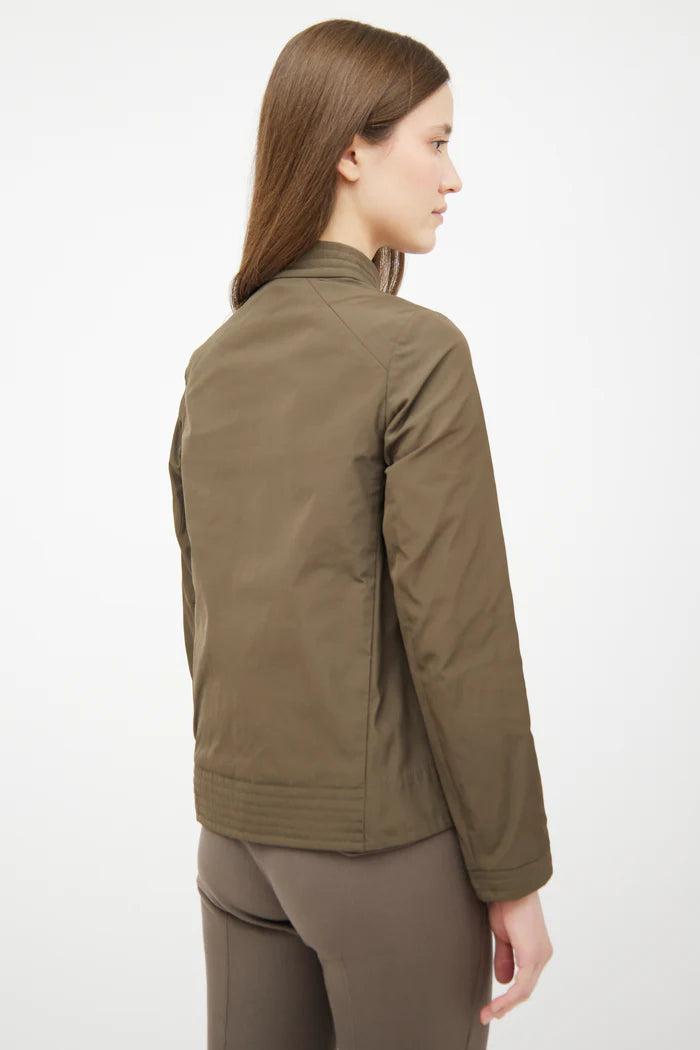 Brunello Cucinelli Olive Green Nylon Monilli Trim Jacket