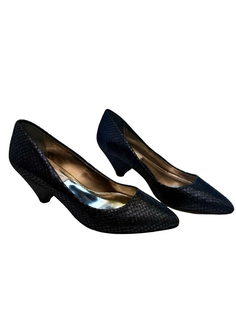 David Dixon Women's Black Textured Heels