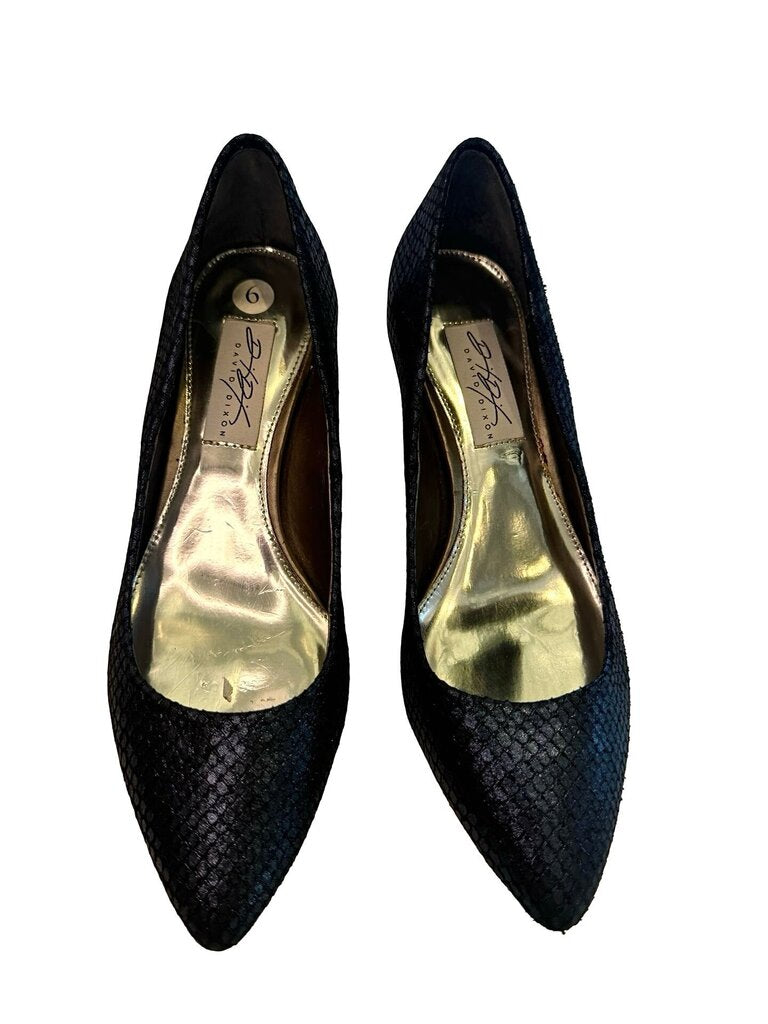 David Dixon Women's Black Textured Heels