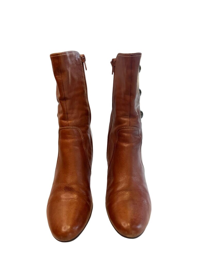 Belle Brown Leather Heeled Ankle Boots