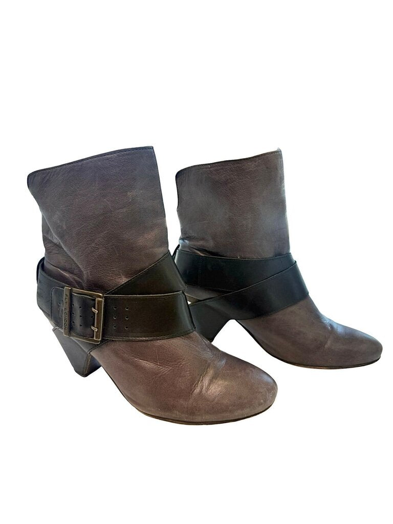 Fly London Two-Tone Leather Heeled Ankle Boots
