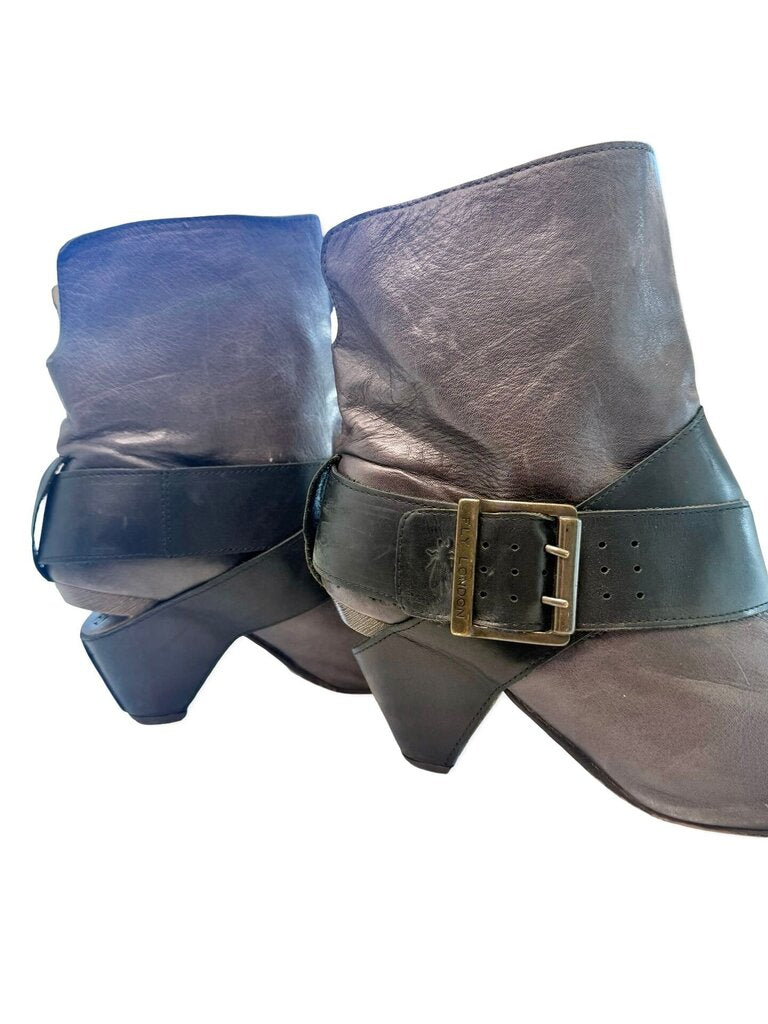 Fly London Two-Tone Leather Heeled Ankle Boots