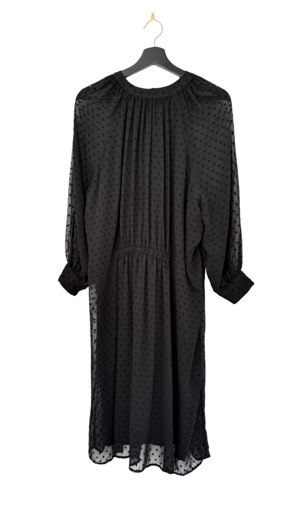 Oak + Fort Black Dotted Long Sleeve Dress
