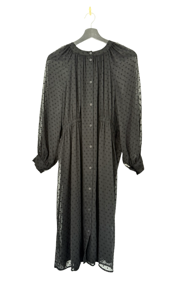 Oak + Fort Black Dotted Long Sleeve Dress