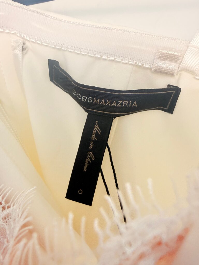 BCBGMAXAZRIA Women's White Dress with Lace Detail