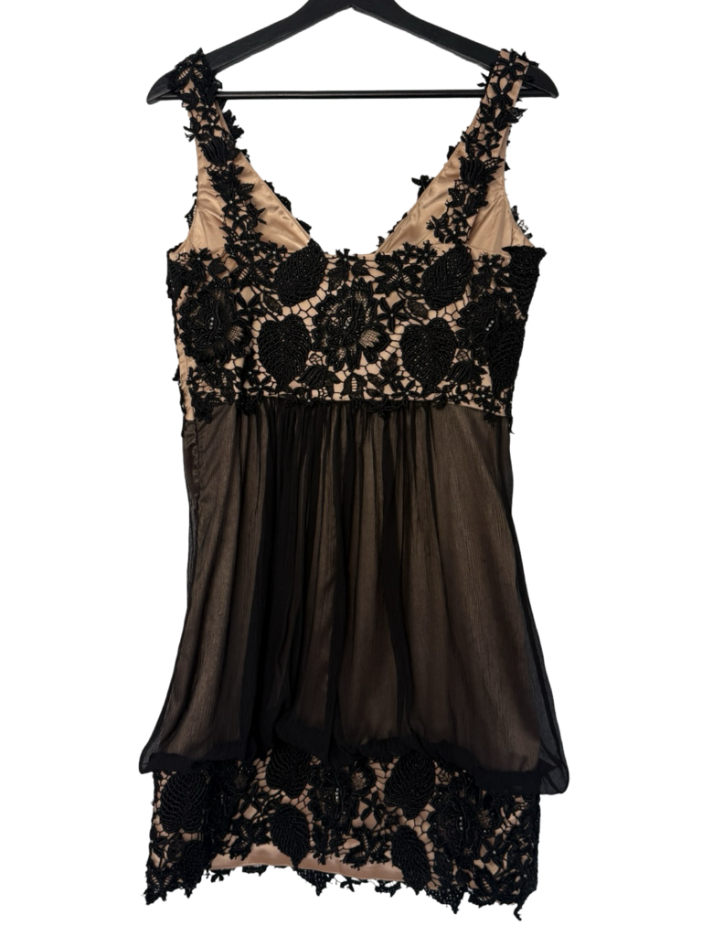 Jovani Women's Black Silk Floral Lace Dress