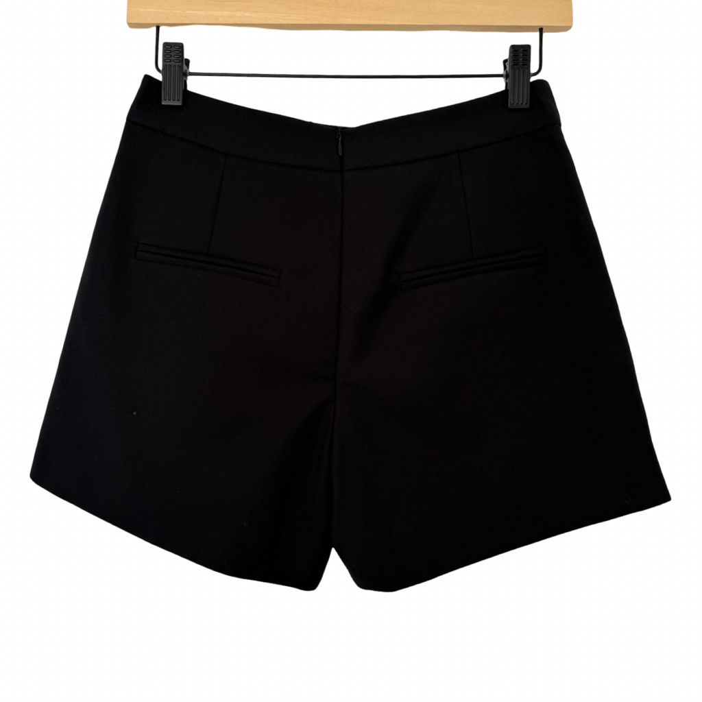 Balmain Black High-Waisted Shorts with Gold Buttons