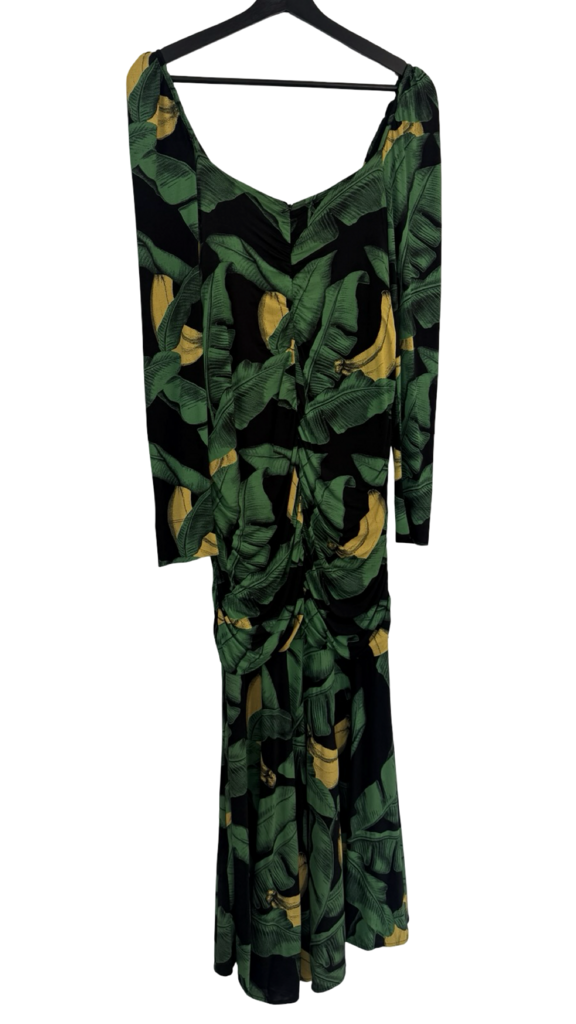 Ganni Black Leaf Printed Maxi Dress