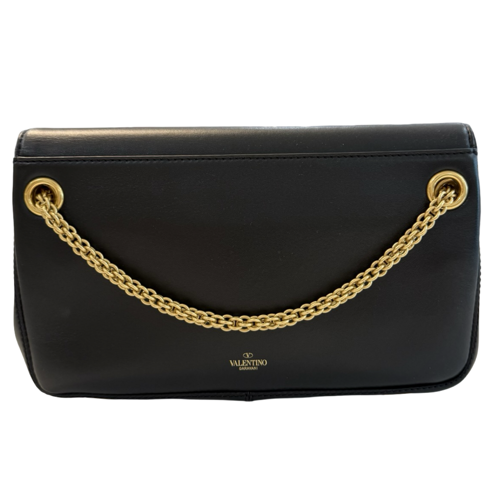 Valentino Garavani Stud Sign Black Leather Shoulder Bag