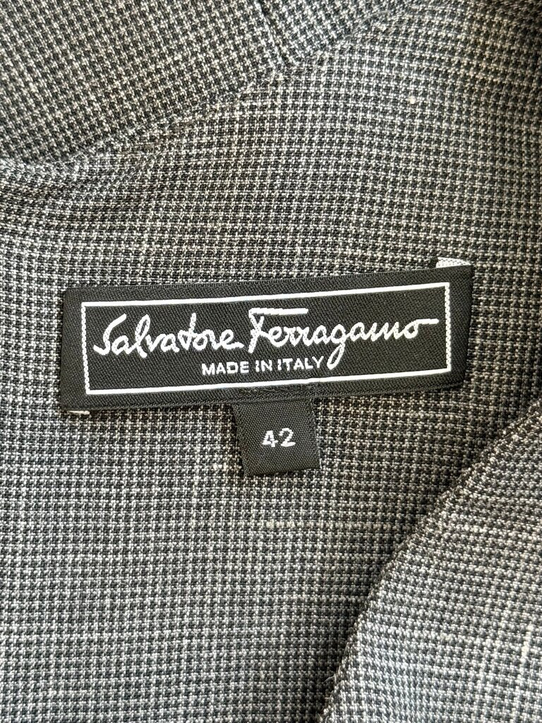 Ferragamo Gray and Pink Silk-Blend Midi Dress